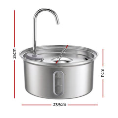 i.Pet 3.2L Cat Water Fountain Pet Feeder Dog Drinking Dispenser 304 Stainless