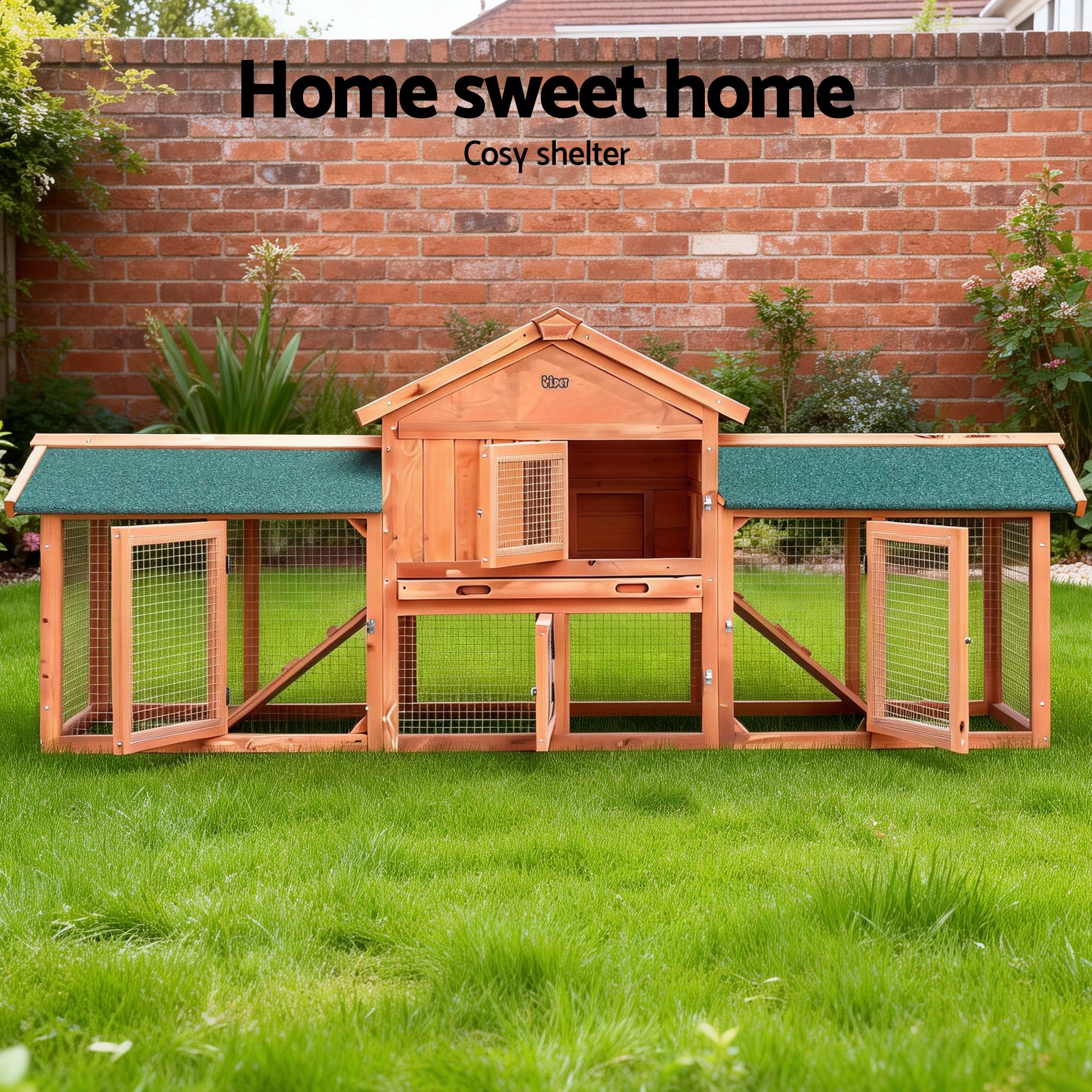i.Pet Chicken Coop Rabbit Hutch 220cm x 44cm x 84cm Large Chicken Coop Run