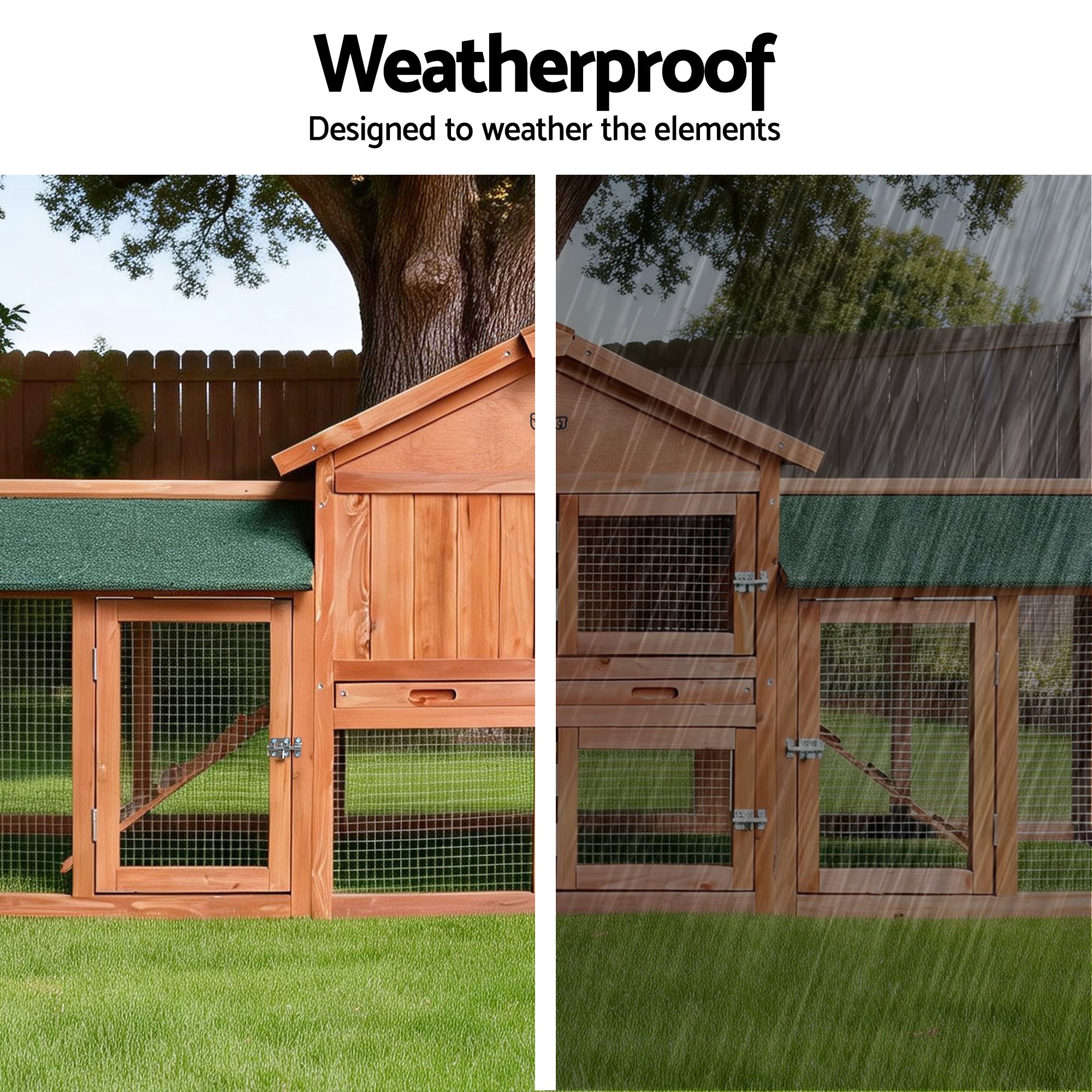 i.Pet Chicken Coop Rabbit Hutch 220cm x 44cm x 84cm Large Chicken Coop Run
