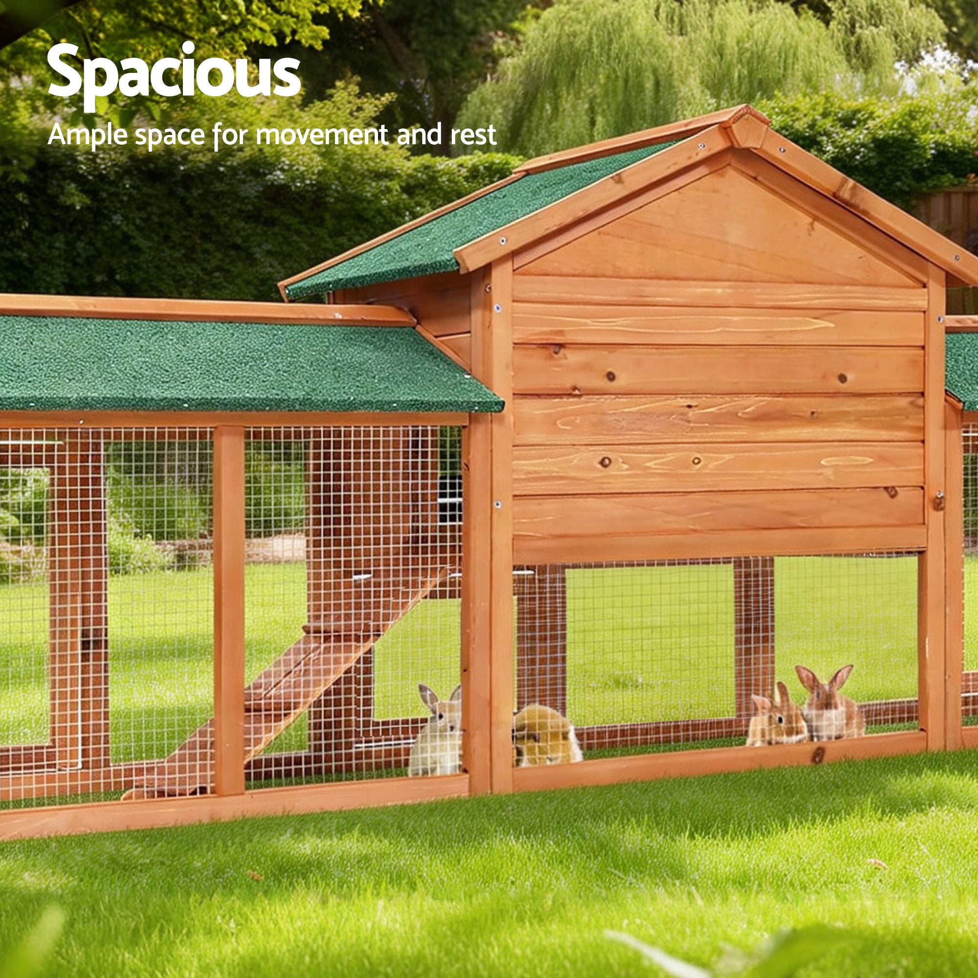 i.Pet Chicken Coop Rabbit Hutch 220cm x 44cm x 84cm Large Chicken Coop Run