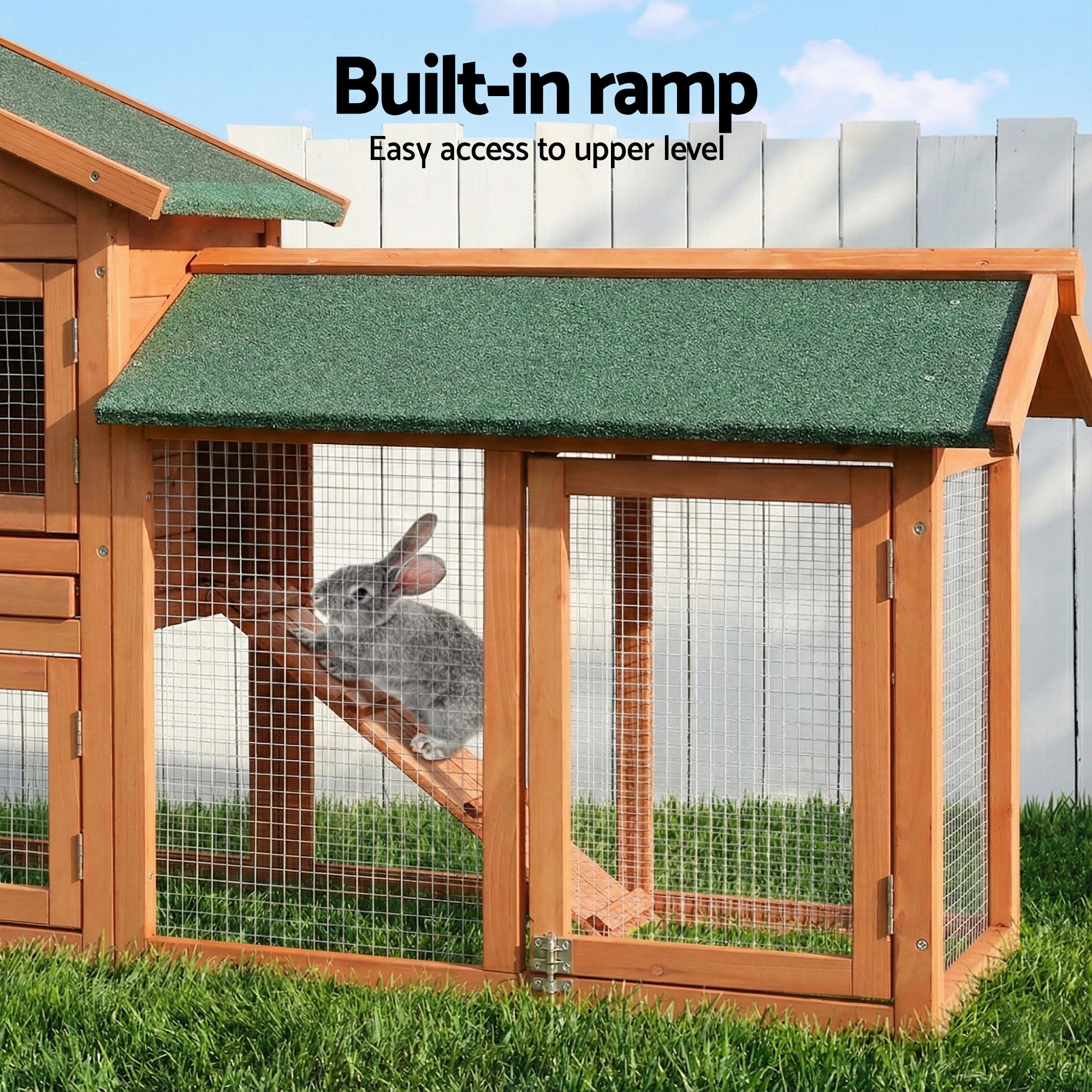 i.Pet Chicken Coop Rabbit Hutch 220cm x 44cm x 84cm Large Chicken Coop Run