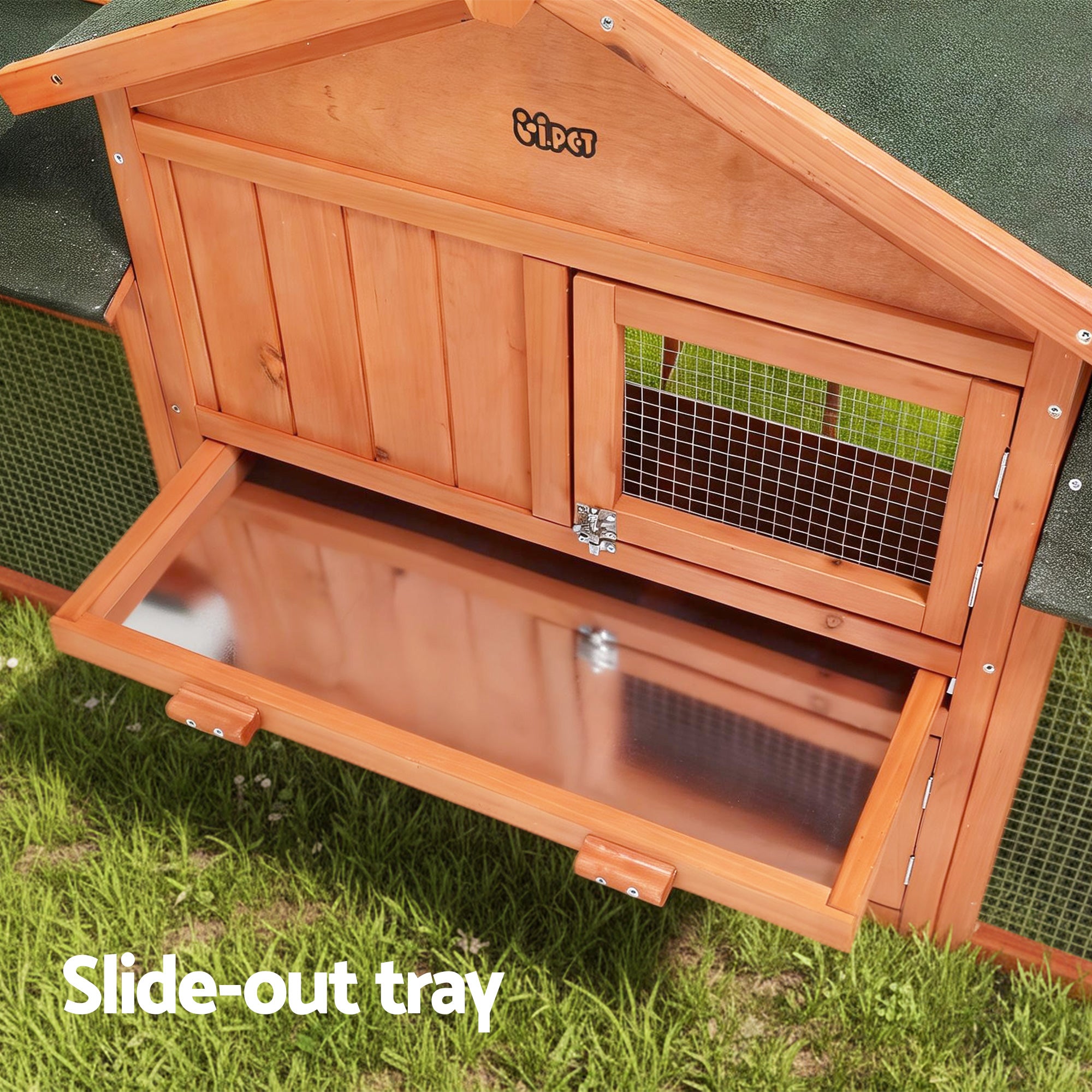i.Pet Chicken Coop Rabbit Hutch 220cm x 44cm x 84cm Large Chicken Coop Run