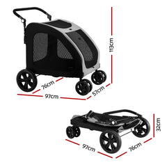 i.Pet Pet Stroller Dog Pram Large Carrier Cat Travel Foldable Strollers 4 Wheels
