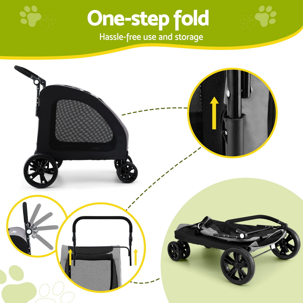 i.Pet Pet Stroller Dog Pram Large Carrier Cat Travel Foldable Strollers 4 Wheels