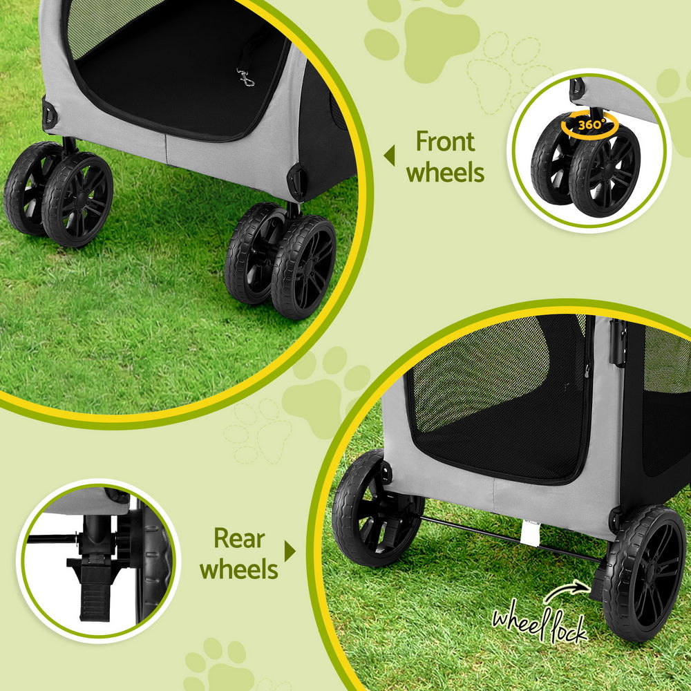 i.Pet Pet Stroller Dog Pram Large Carrier Cat Travel Foldable Strollers 4 Wheels