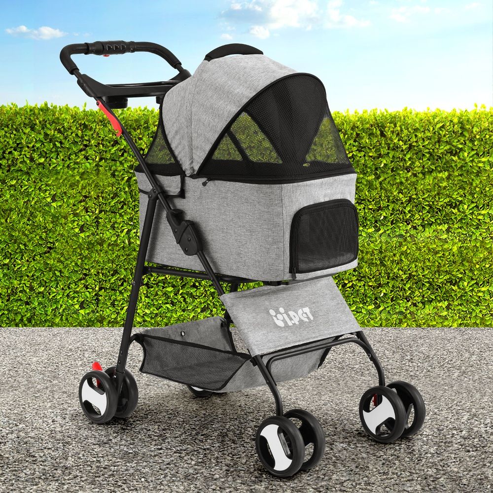i.Pet Pet Stroller Dog Pram Cat Carrier Travel Large Pushchair Foldable 4 Wheels