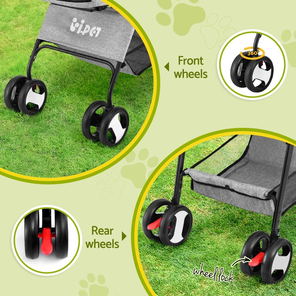 i.Pet Pet Stroller Dog Pram Cat Carrier Travel Large Pushchair Foldable 4 Wheels