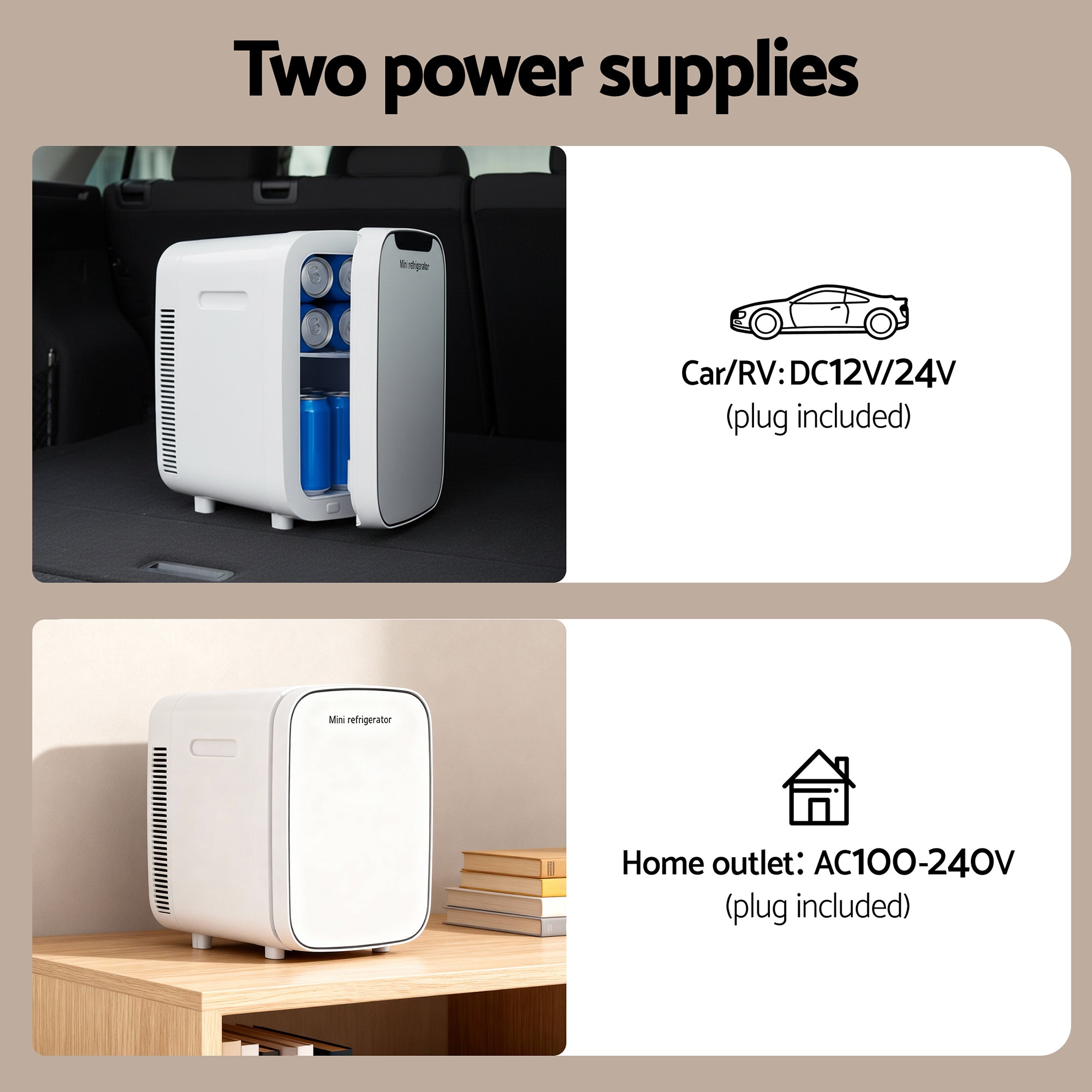 Glacio Mini Fridge 22L Portable White Electric Cooler Warmer Car Office 12V 220V