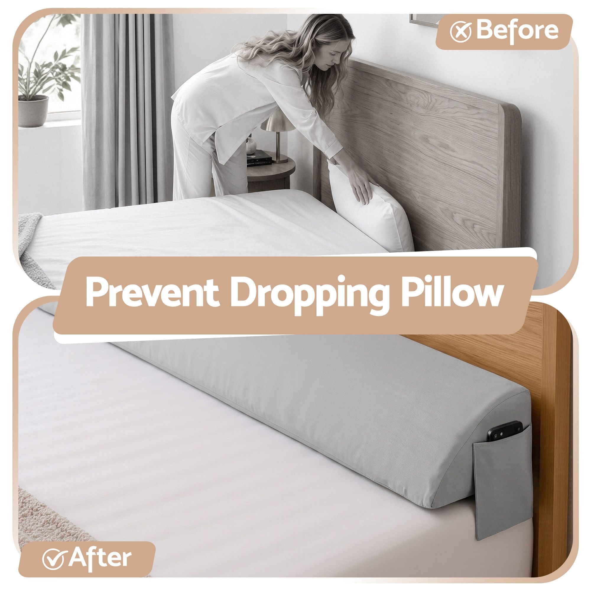 Giselle Double Bed Wedge Pillow For Headboard, Close Gap And Stop Pillows