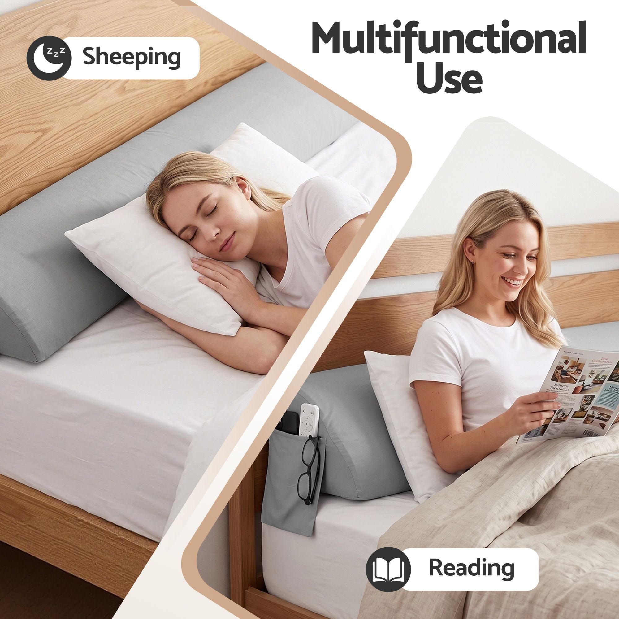 Giselle King Bed Wedge Pillow For Headboard, Close Gap And Stop Pillows Sliding
