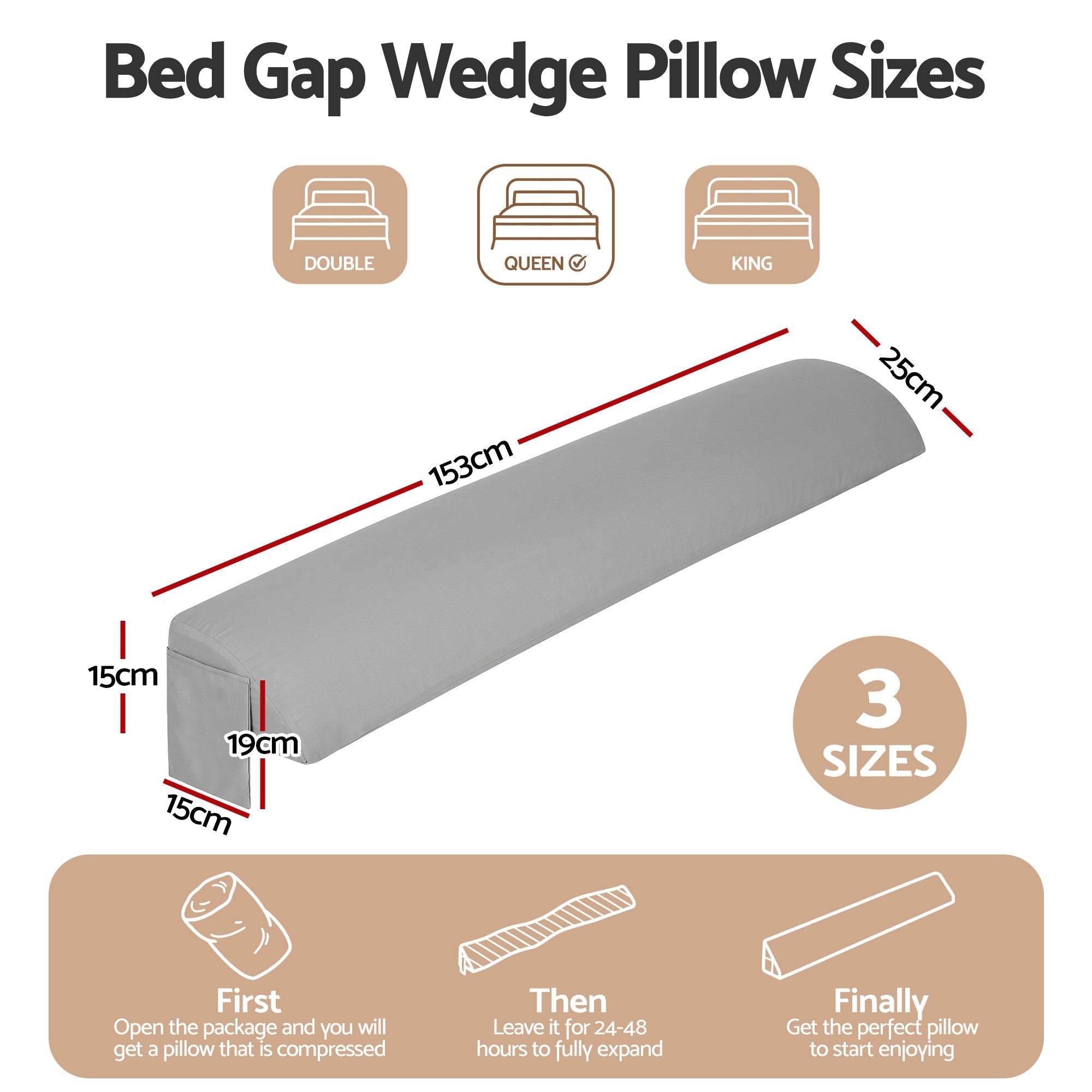 Giselle Queen Bed Wedge Pillow For Headboard, Close Gap And Stop Pillows