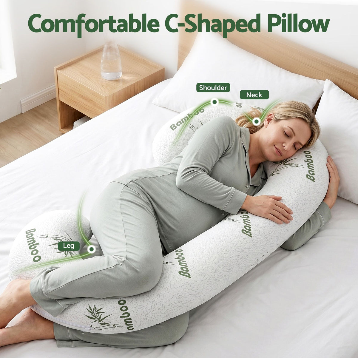 Giselle Bedding Pregnancy Pillow for Side Sleepers C-Shaped Body Pillow with