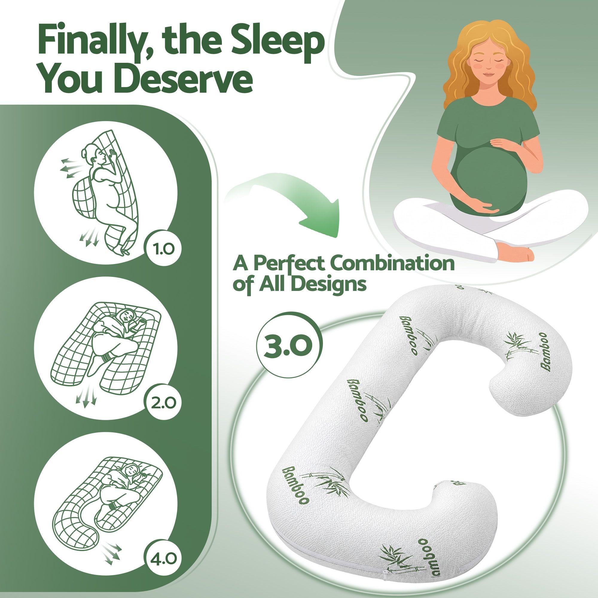 Giselle Bedding Pregnancy Pillow for Side Sleepers C-Shaped Body Pillow with
