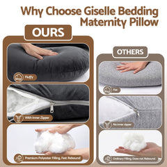 Giselle Bedding Pregnancy Pillow G-Shaped Full Body Pillow for Back and Belly