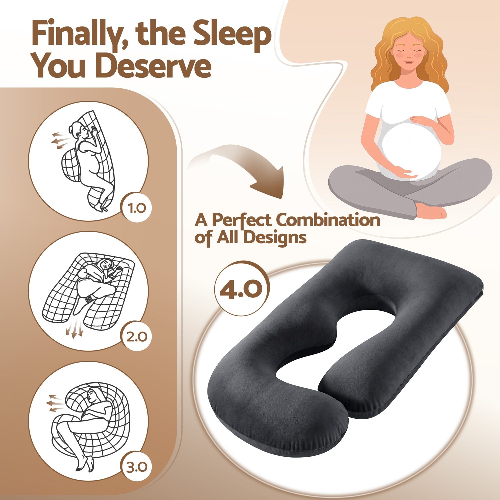 Giselle Bedding Pregnancy Pillow G-Shaped Full Body Pillow for Back and Belly