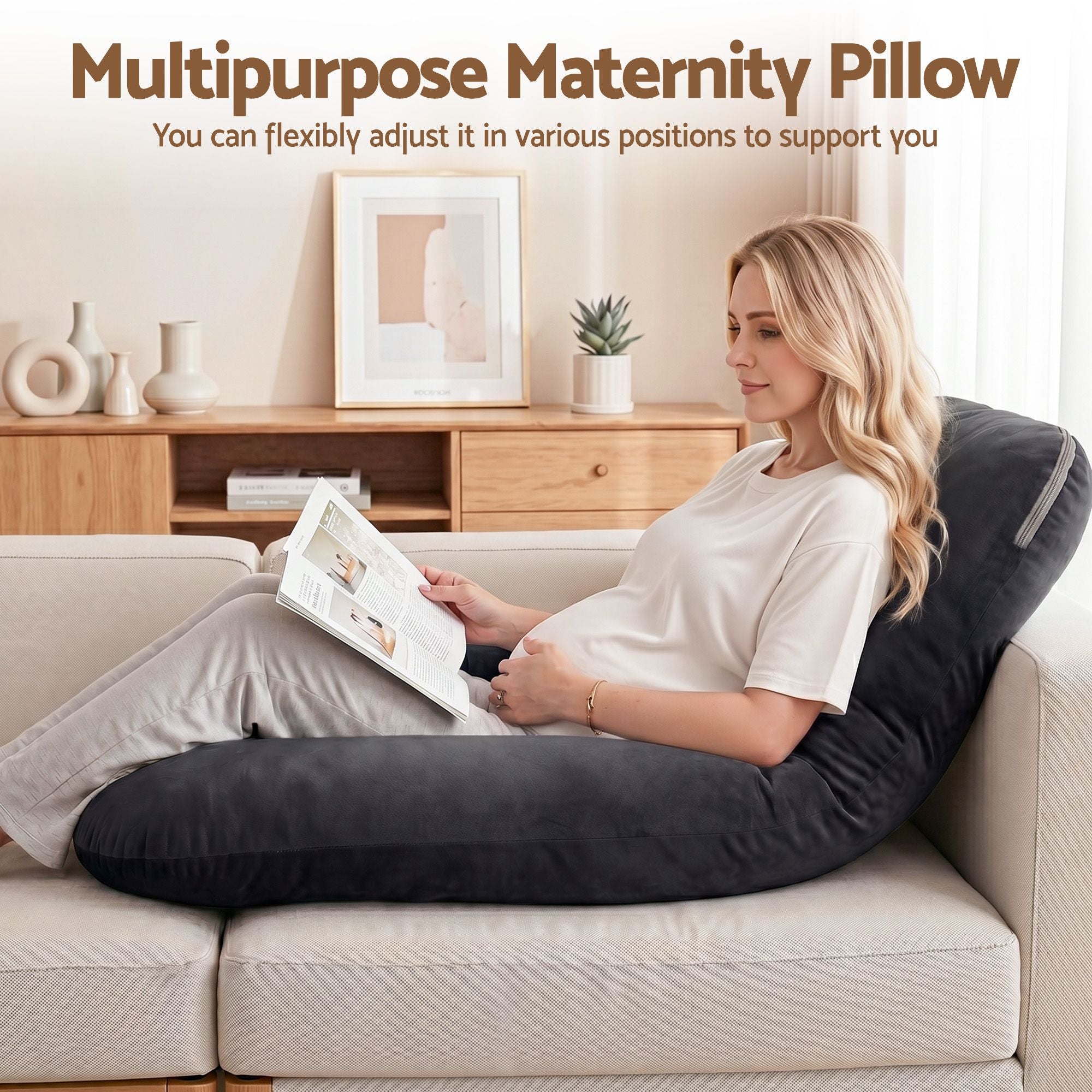Giselle Bedding Pregnancy Pillow G-Shaped Full Body Pillow for Back and Belly