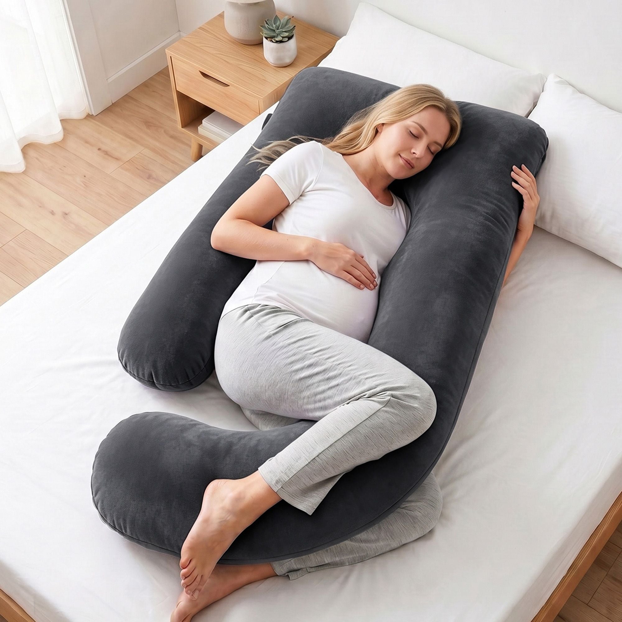 Giselle Bedding Pregnancy Pillow G-Shaped Full Body Pillow for Back and Belly
