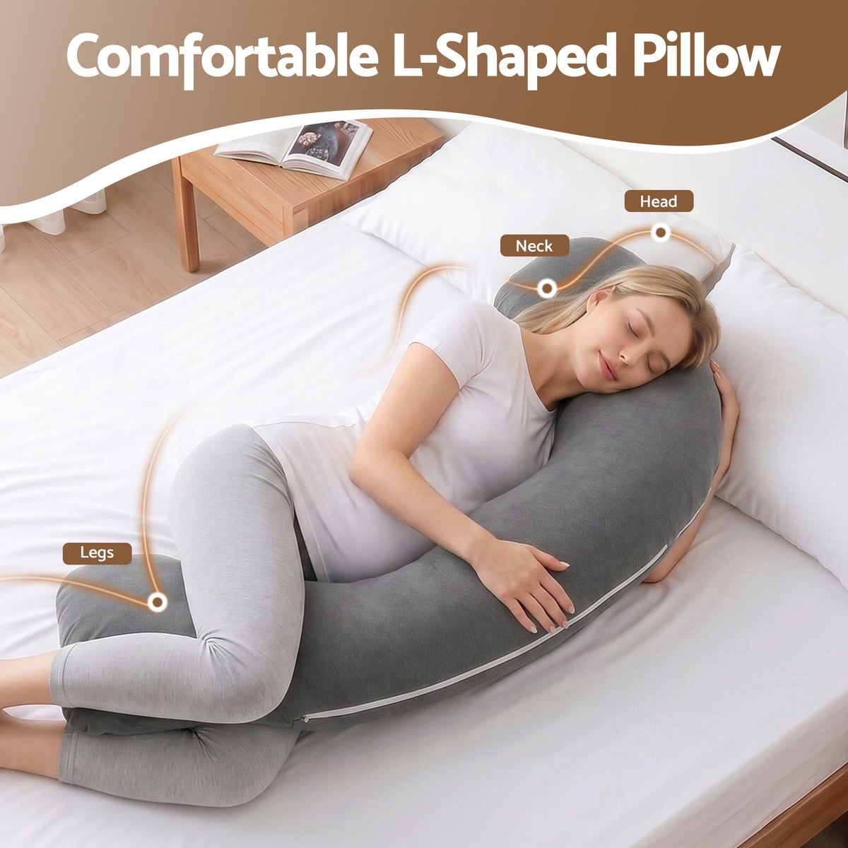 Giselle Bedding Pregnancy Pillow for Side Sleeping L-Shaped Maternity Body