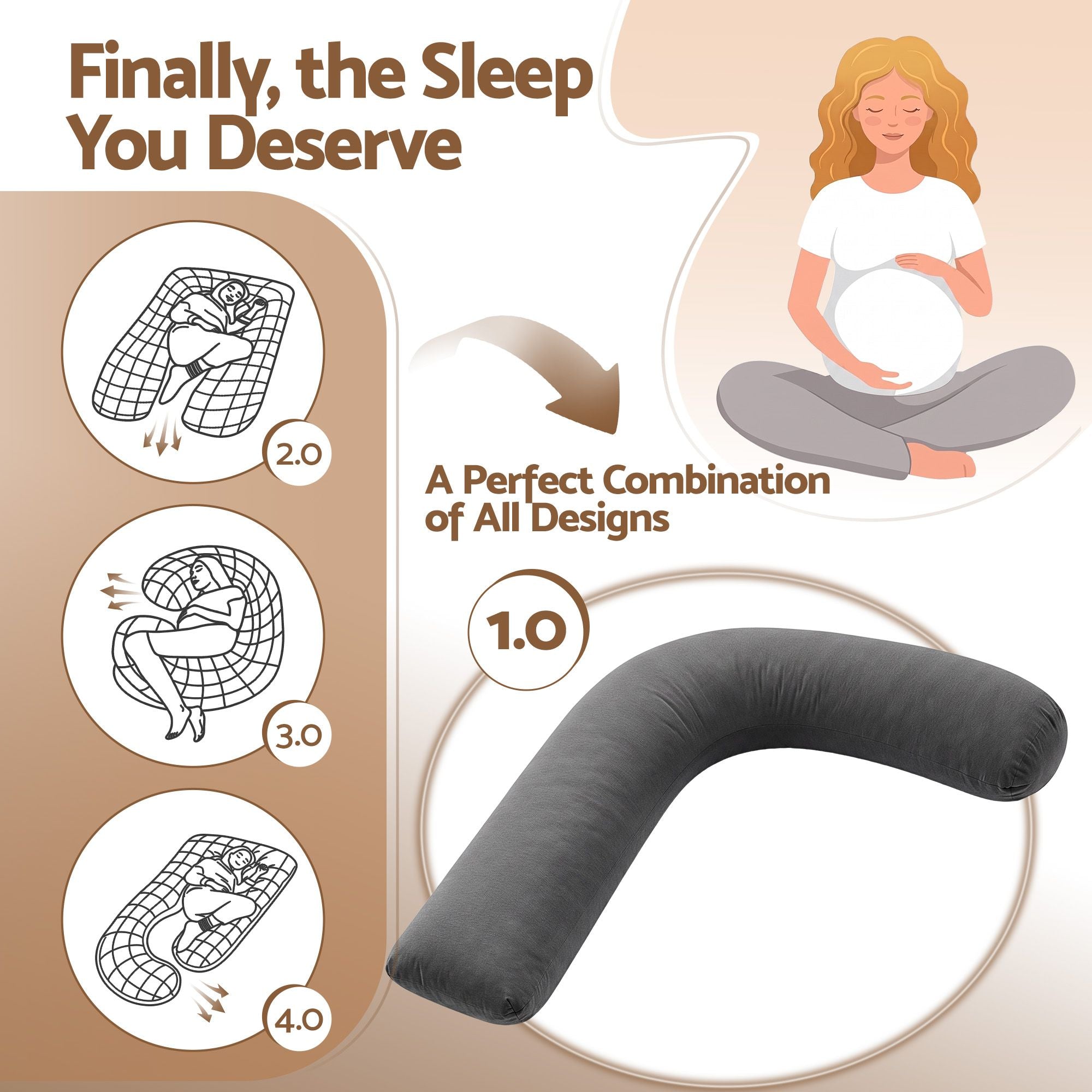 Giselle Bedding Pregnancy Pillow for Side Sleeping L-Shaped Maternity Body