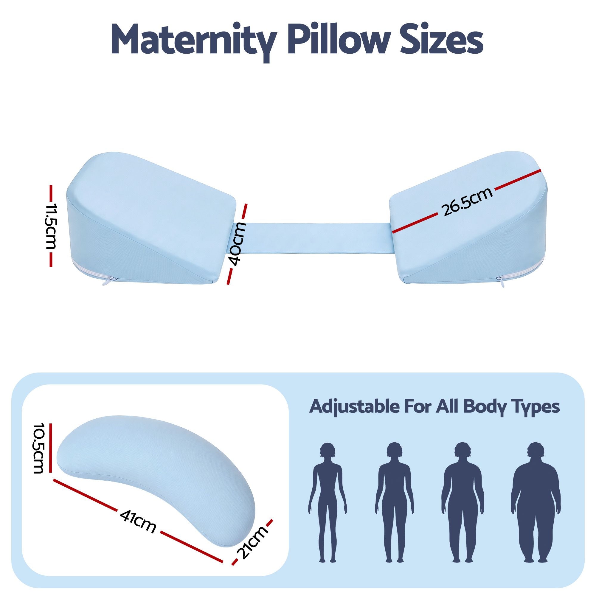 Giselle Bedding Memory Foam Pregnancy Pillow Adjustable with Concave Curve