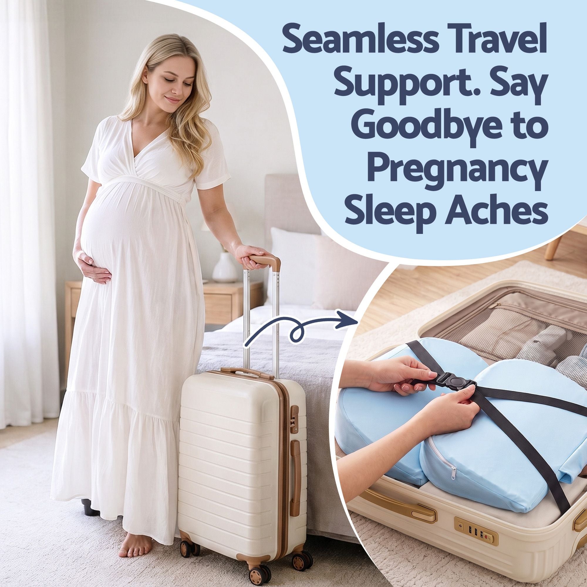 Giselle Bedding Memory Foam Pregnancy Pillow Adjustable with Concave Curve