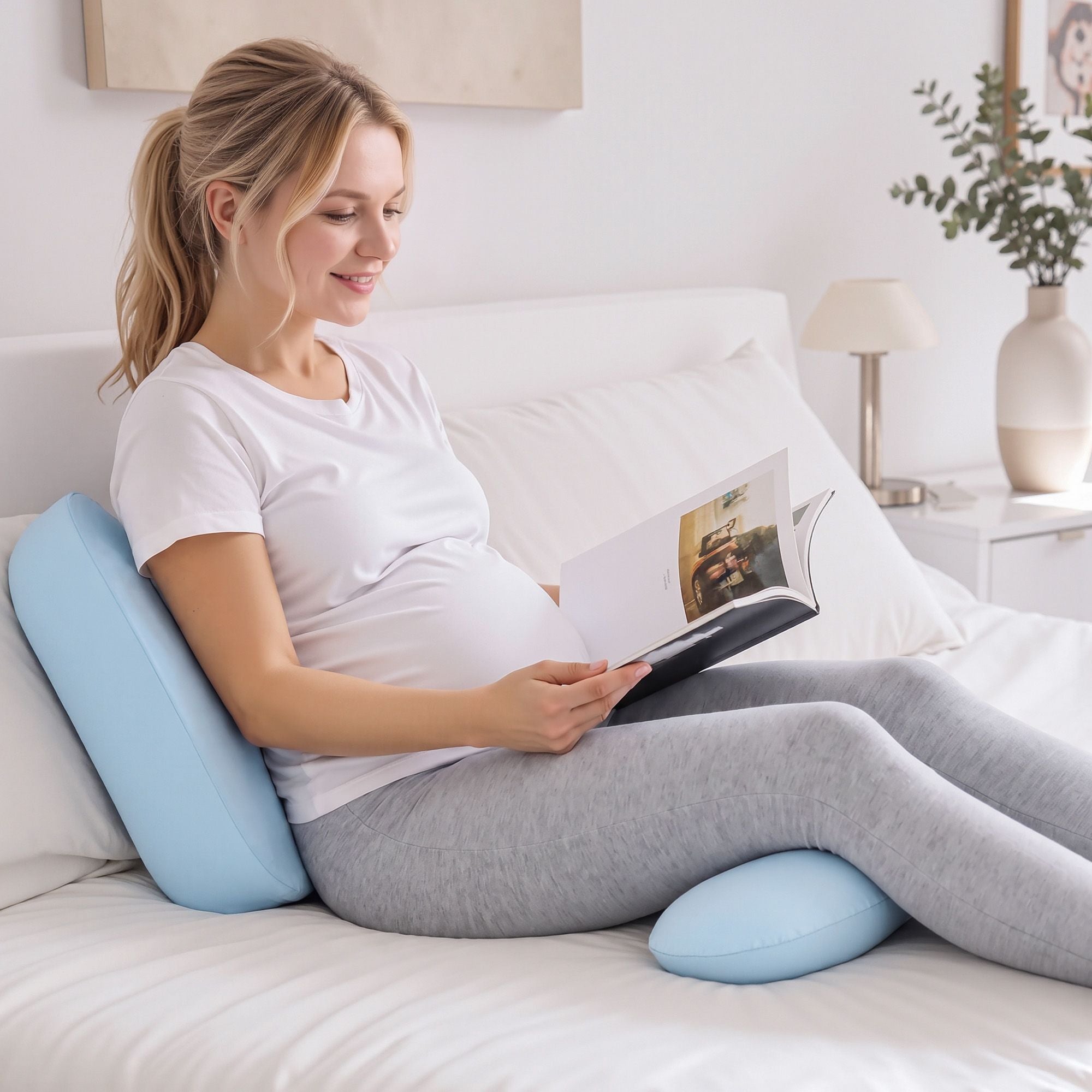 Giselle Bedding Memory Foam Pregnancy Pillow Adjustable with Concave Curve