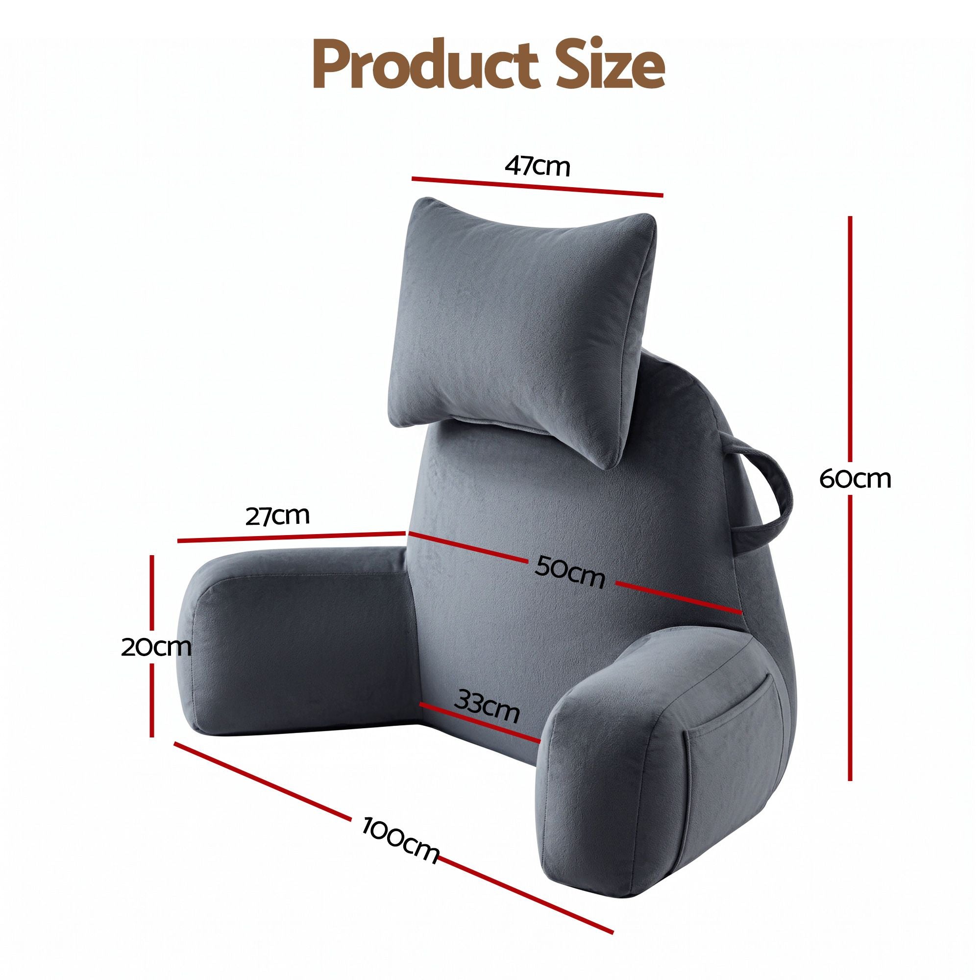 Giselle Bedding Reading Pillow with Detachable Neck Roll & Armrests Sit Up