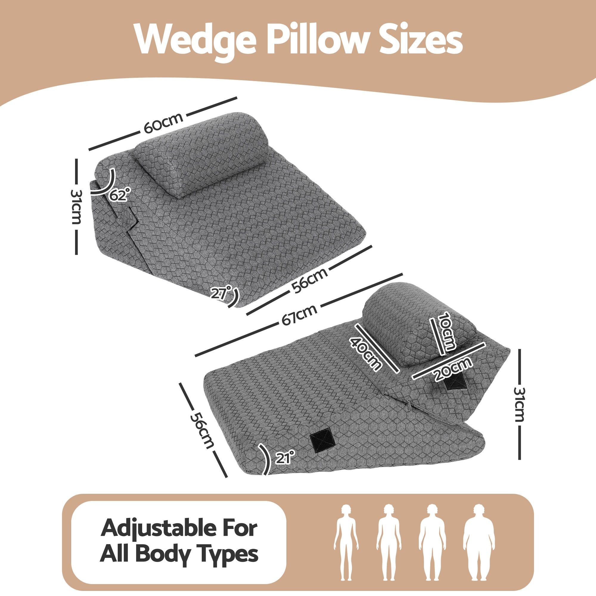 Giselle Bed Wedge Pillow for Headboard, Egg Gel Solves Night Sweats, Triangle