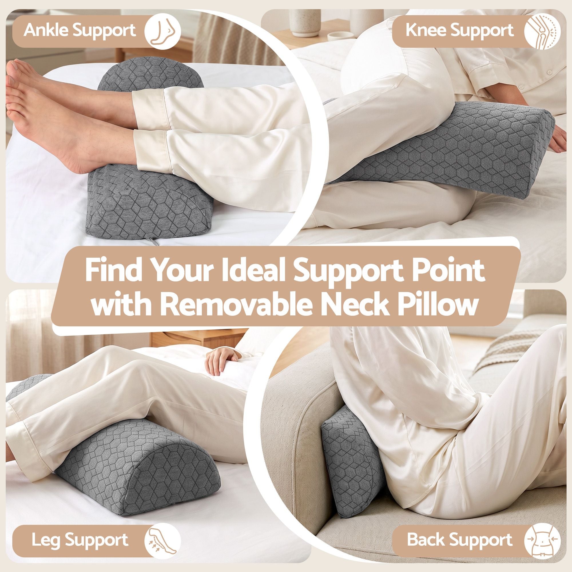 Giselle Bed Wedge Pillow for Headboard, Egg Gel Solves Night Sweats, Triangle