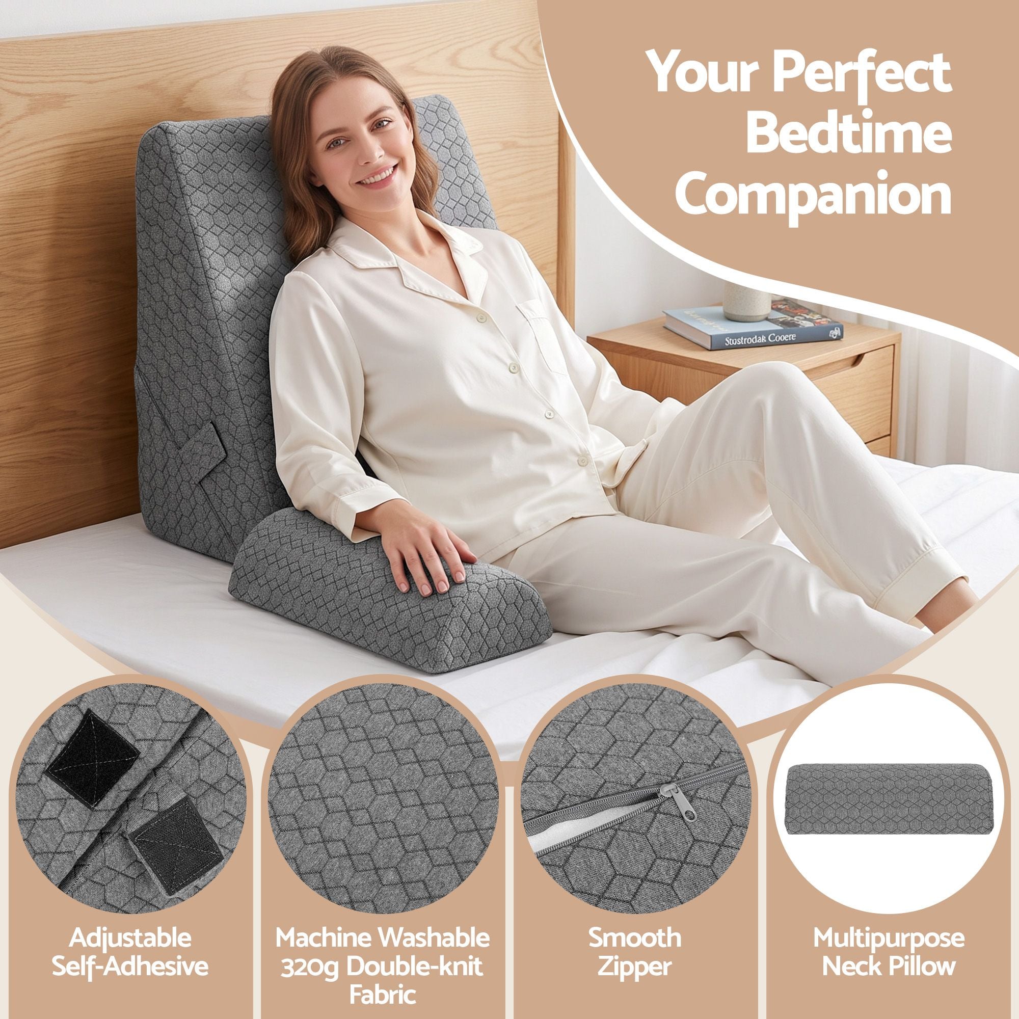 Giselle Bed Wedge Pillow for Headboard, Egg Gel Solves Night Sweats, Triangle