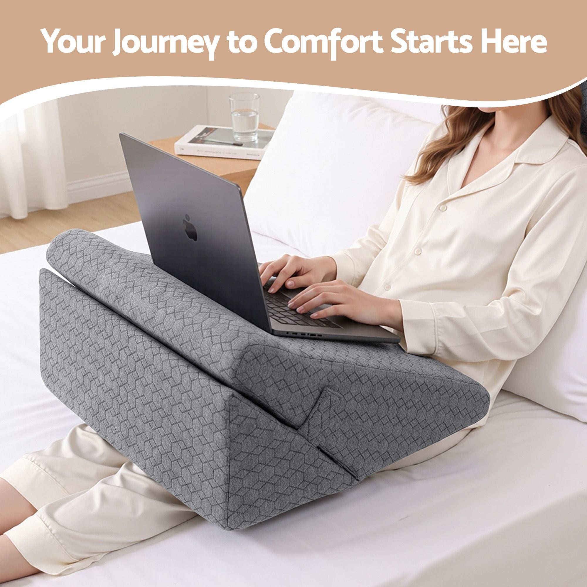 Giselle Bed Wedge Pillow for Headboard, Egg Gel Solves Night Sweats, Triangle