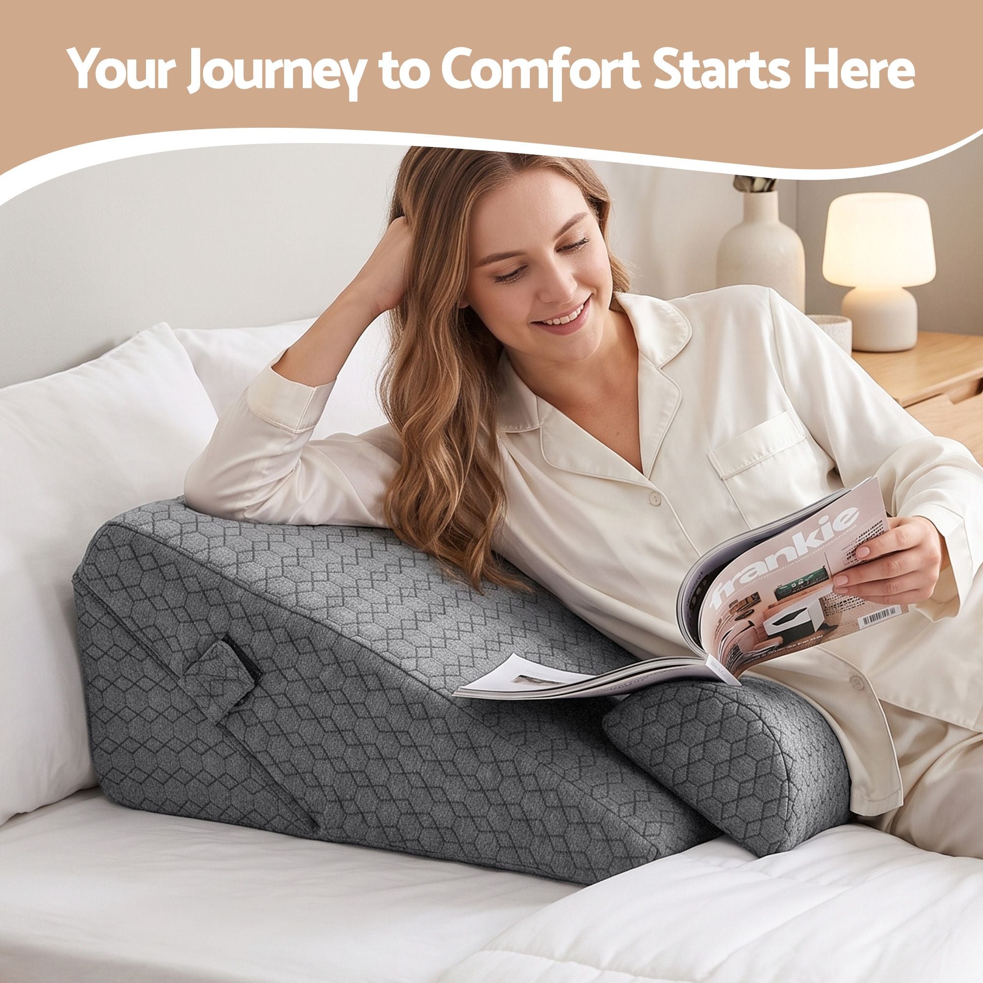 Giselle Bed Wedge Pillow for Headboard, Egg Gel Solves Night Sweats, Triangle