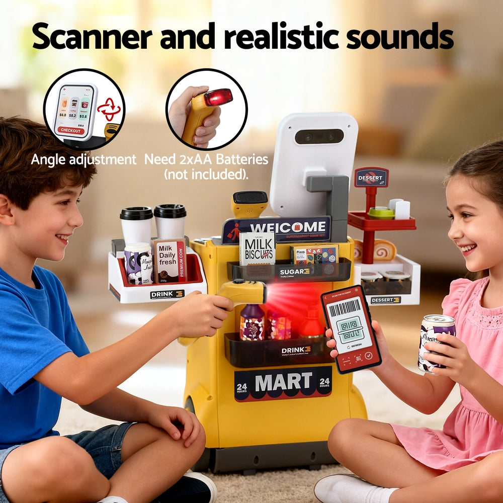 Keezi Kids Pretend Playset Supermarket Shopping Role Play Toy Cash Food 48PCS