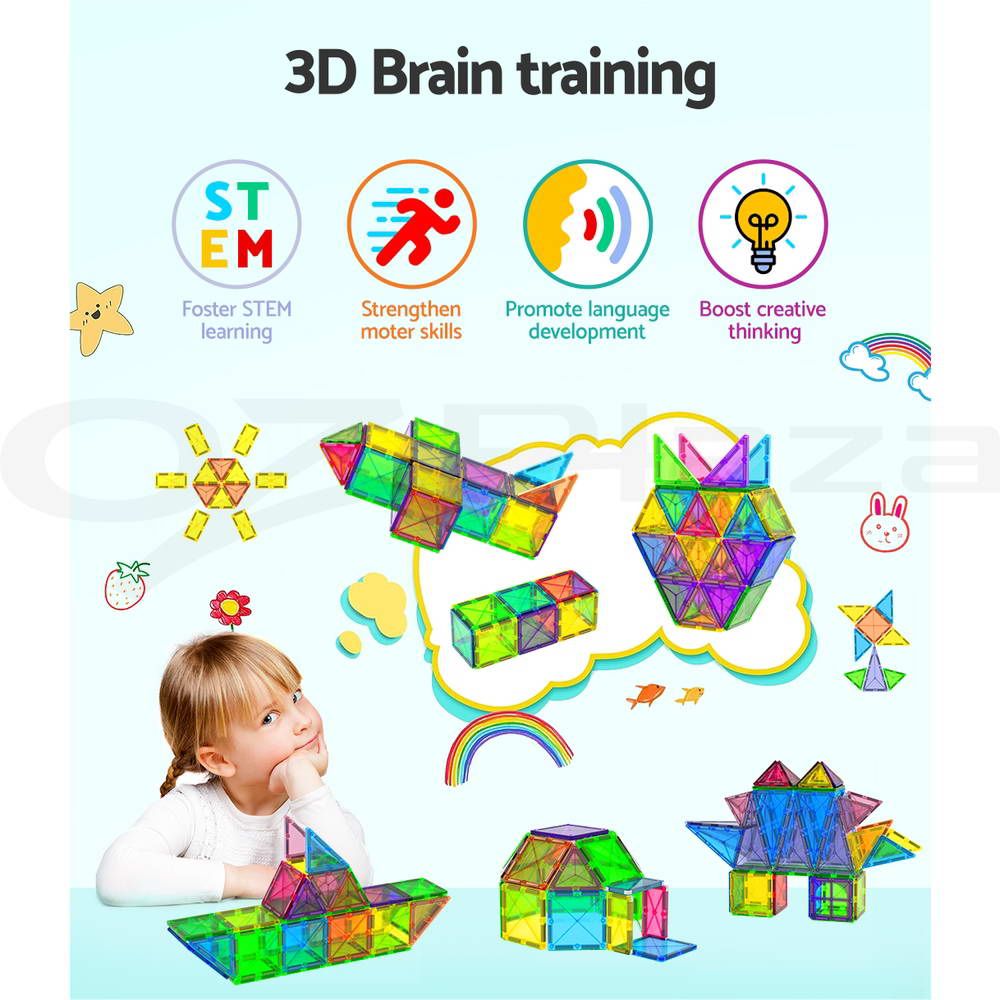 Keezi 60pcs Kids Magnetic Tiles Blocks Building Educational Toys Children Gift