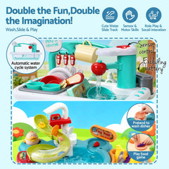 Keezi Kids Pretend Kitchen Sink and Water Playset Fishing Game Toys Play food