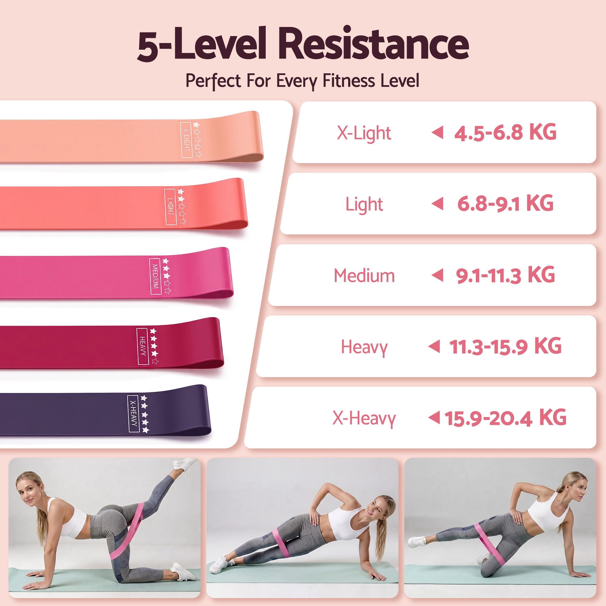 Everfit Pilates Ring Set for Women, 15pcs Home Workout Pilates Equipment with