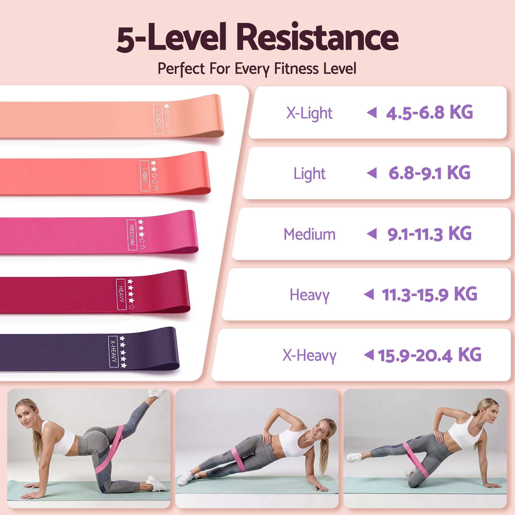 Everfit Pilates Ring Set for Women, 15pcs Home Workout Pilates Equipment with
