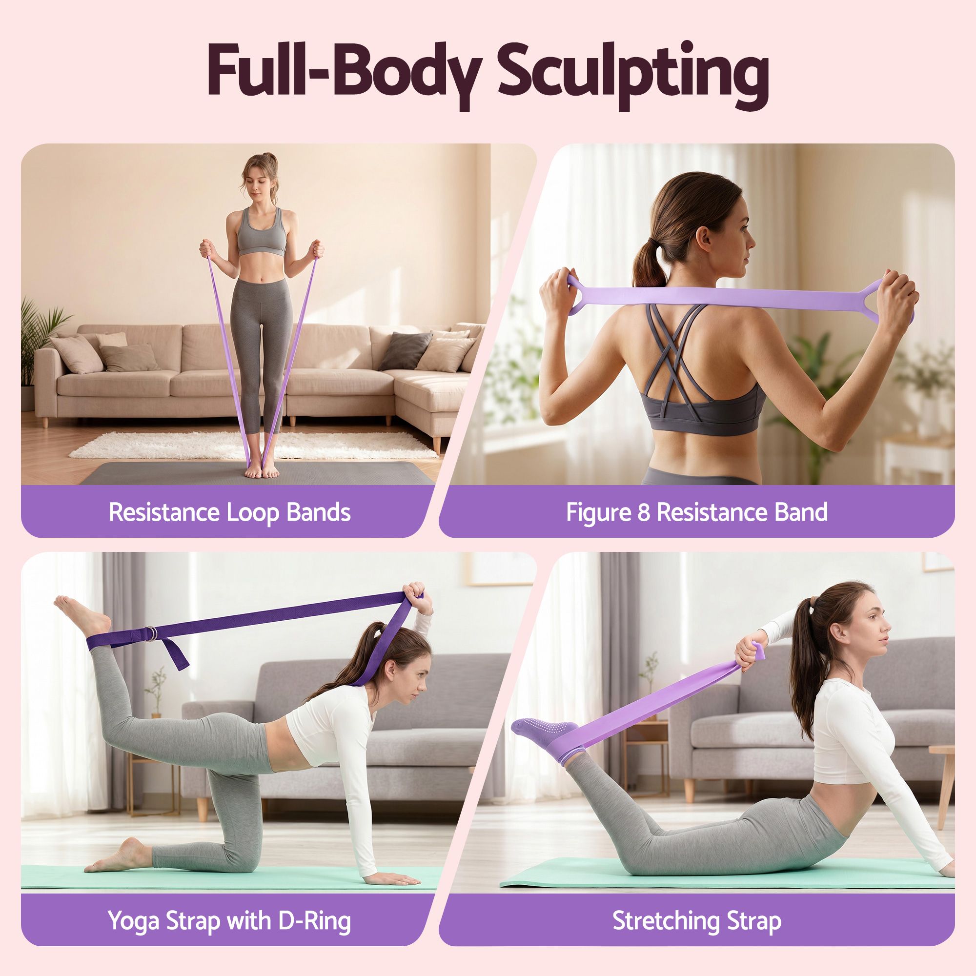 Everfit Pilates Ring Set for Women, 15pcs Home Workout Pilates Equipment with