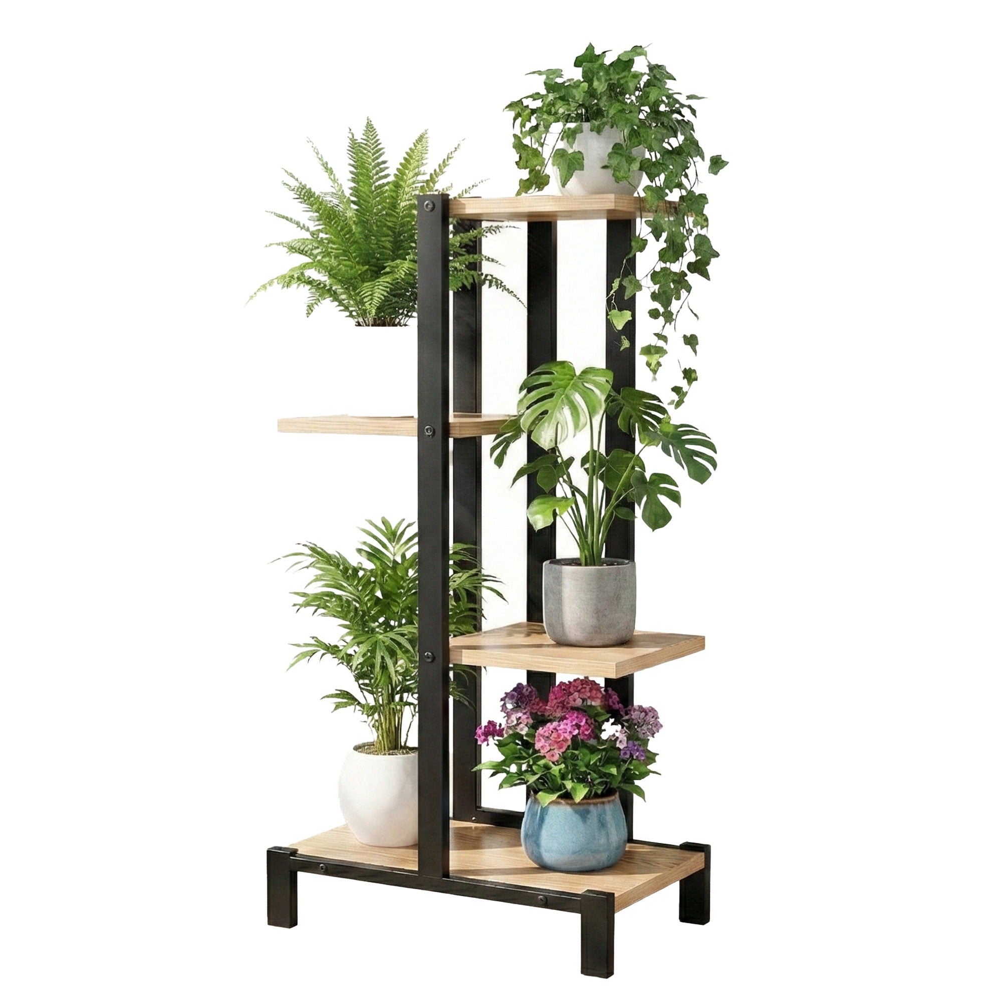 Artiss 4 Tiers Plant Stand Metal Flower Pots Shelf Indoor Outdoor Garden Home - Free Delivery