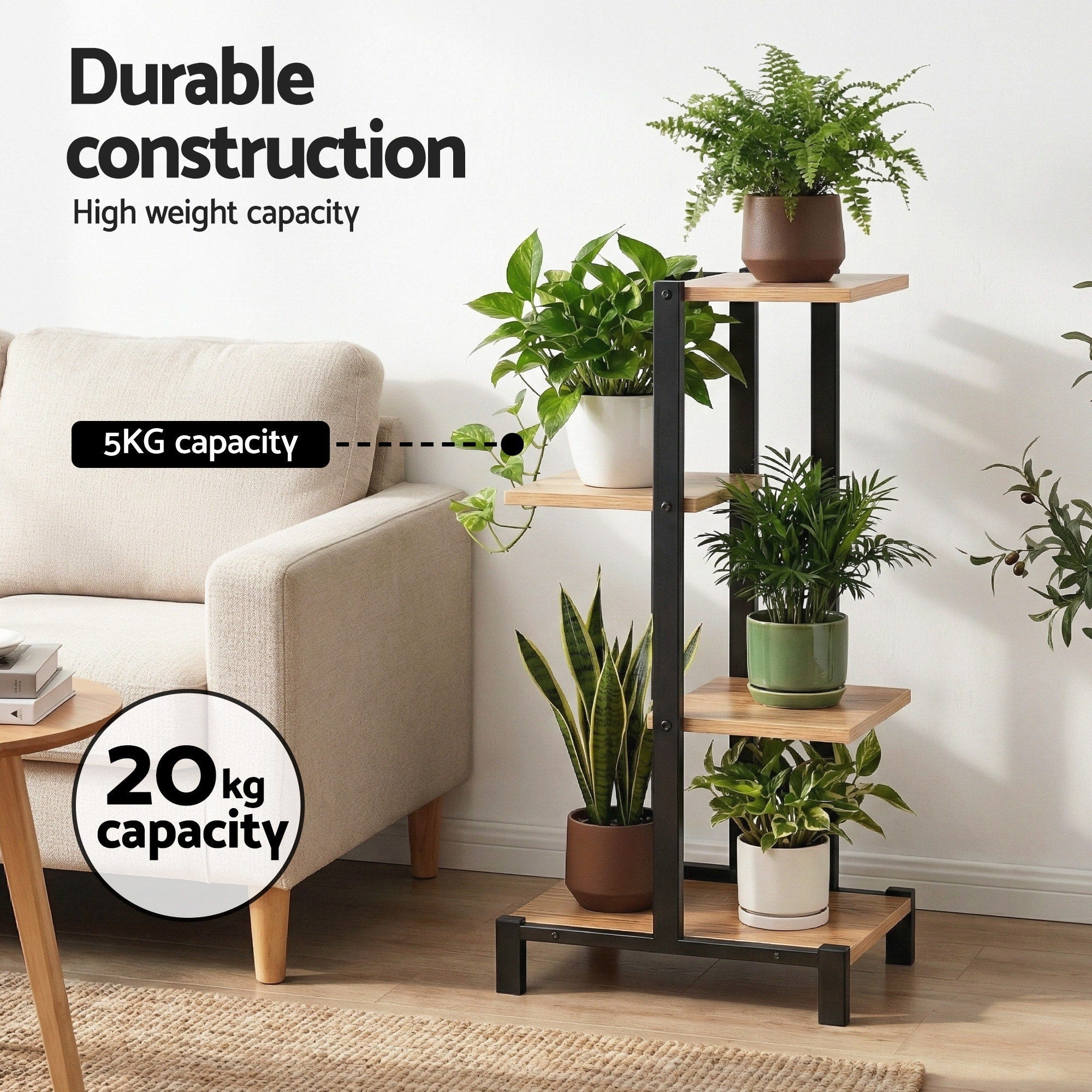 Artiss 4 Tiers Plant Stand Metal Flower Pots Shelf Indoor Outdoor Garden Home - Free Delivery