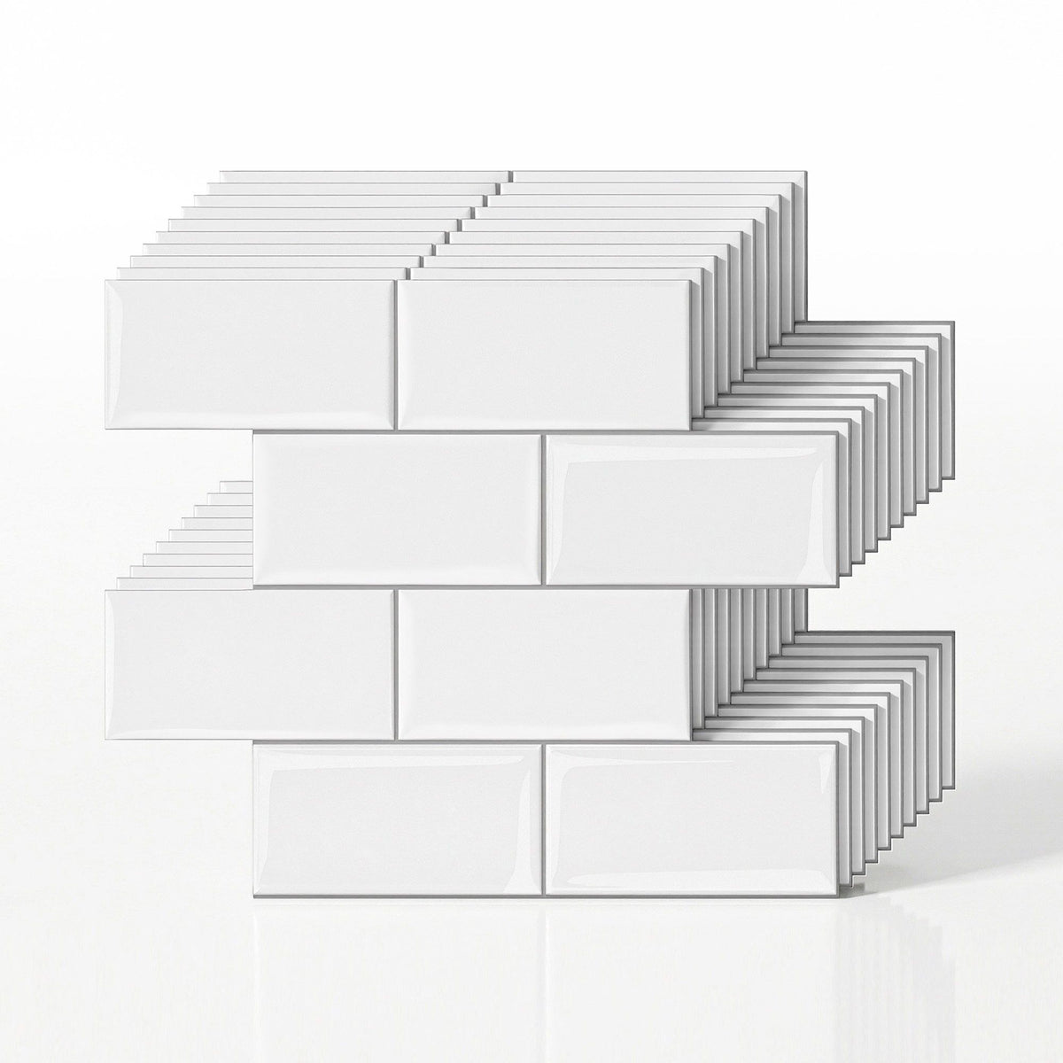 Artiss 3D Peel and Stick Wall Tiles Self Adhesive Subway Backsplash 10 Sheets, White