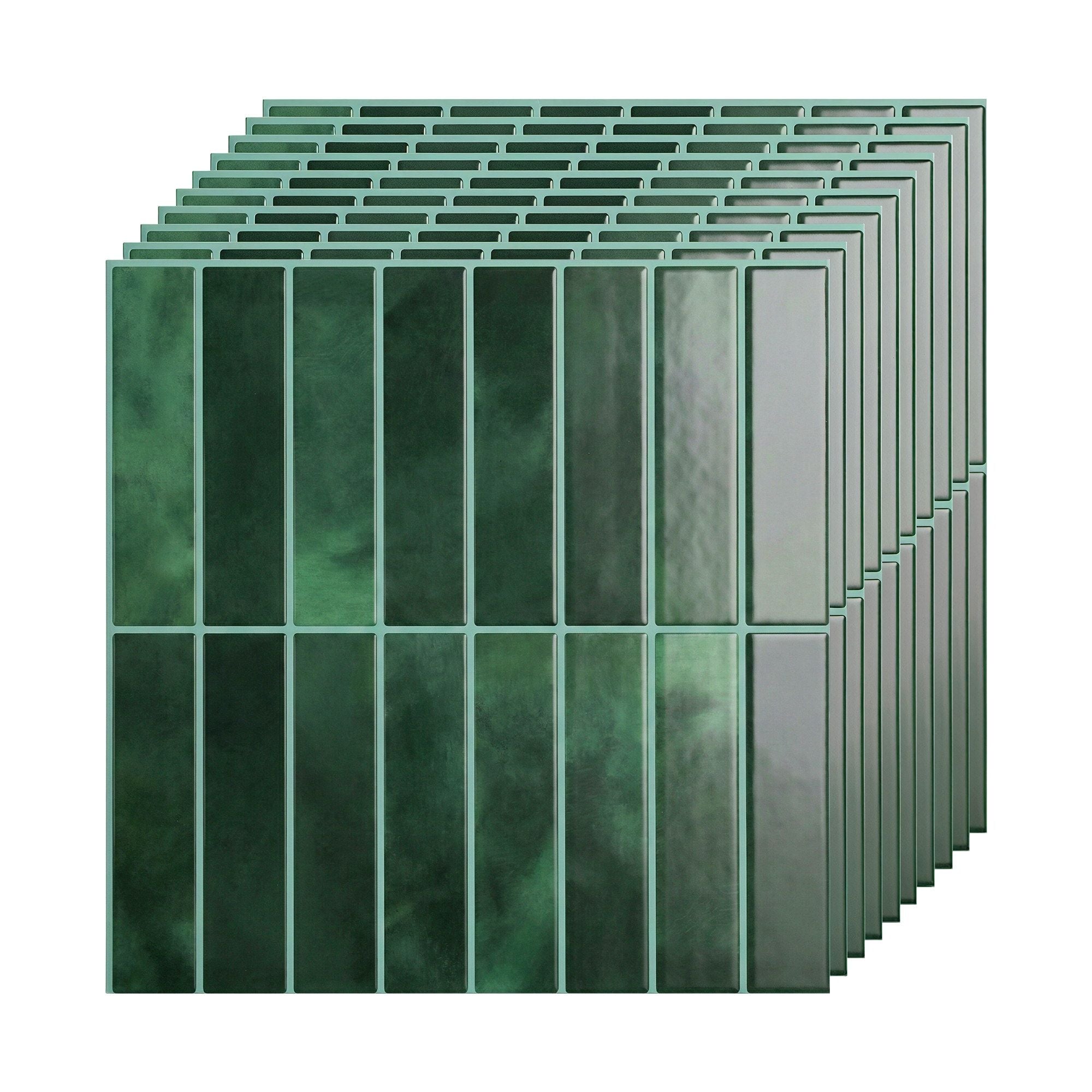 Artiss 3D Peel and Stick Wall Tiles Self Adhesive LinearGrid Backsplash 10 Sheets, Green