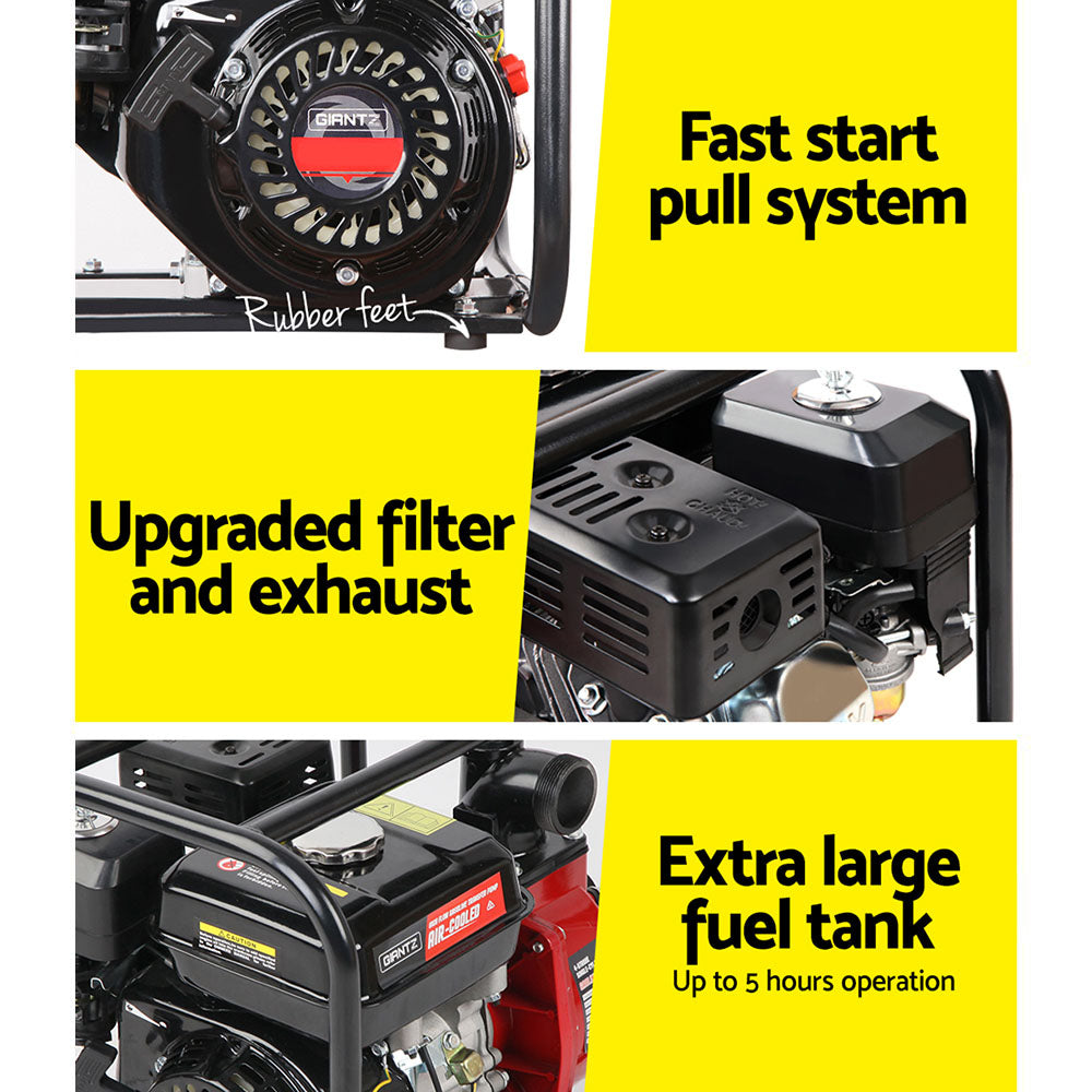 Giantz Petrol Water Pump 7HP Max, 2" High Flow 4-Stroke Engine Transfer Fire