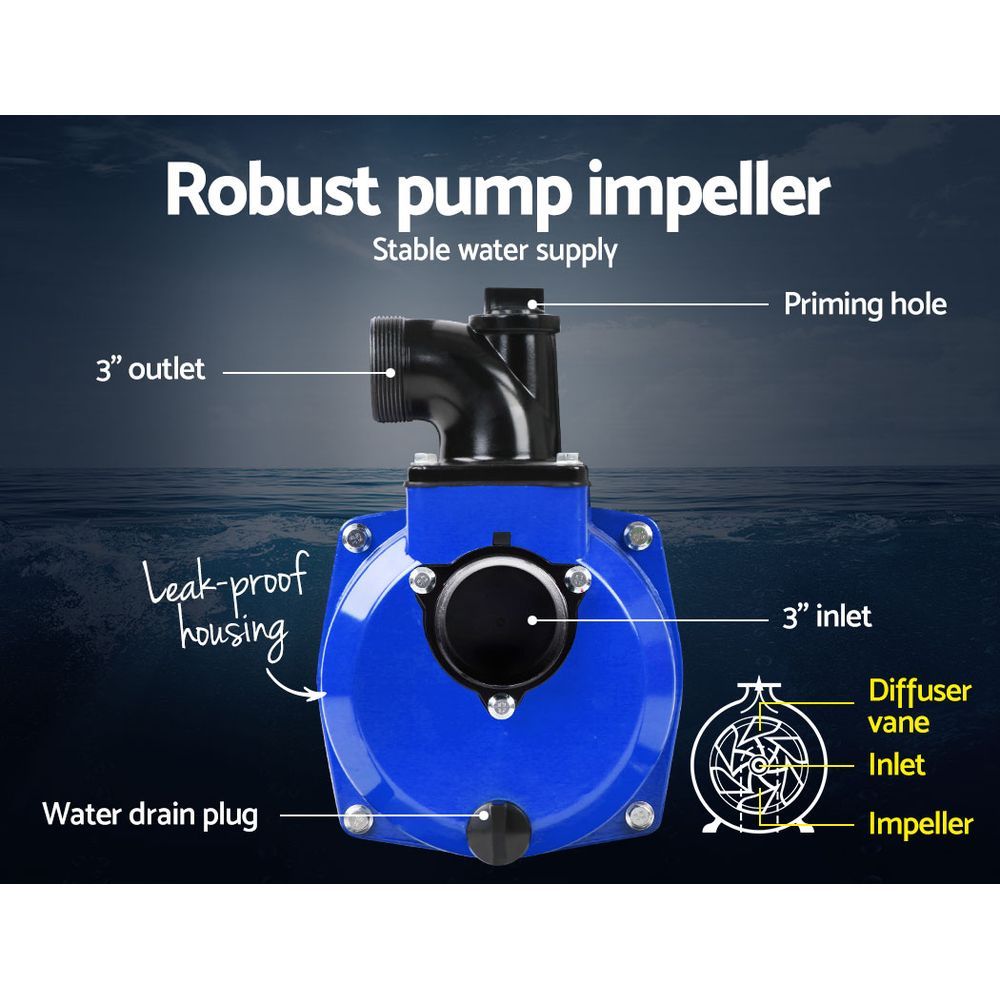 Giantz 3" Petrol Water Pump 7HP Max 4-Stroke 210cc High Flow 60,000L/H Max