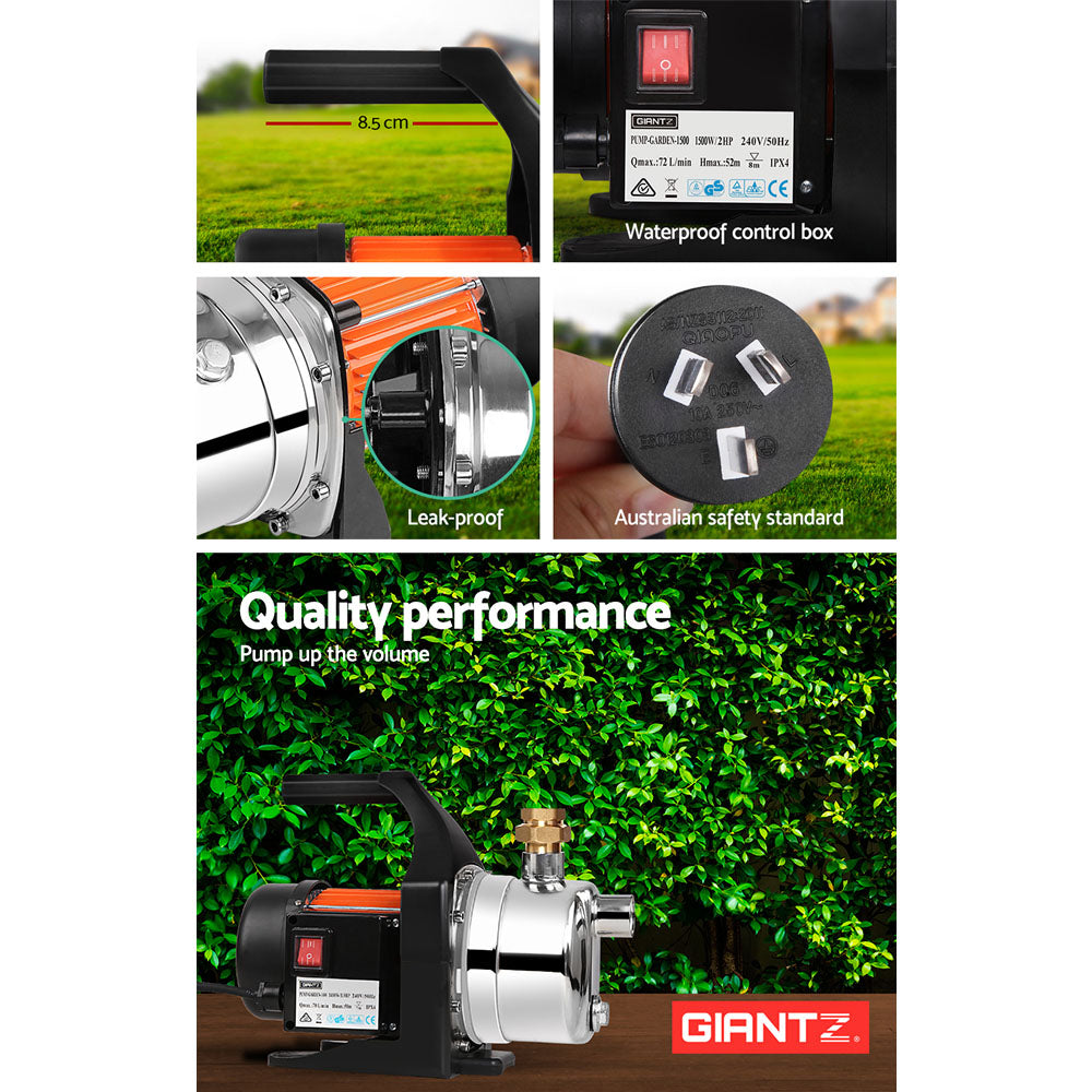 Giantz Garden Water Pump High Pressure 1500W Max. Tank Rain Farm Irrigation