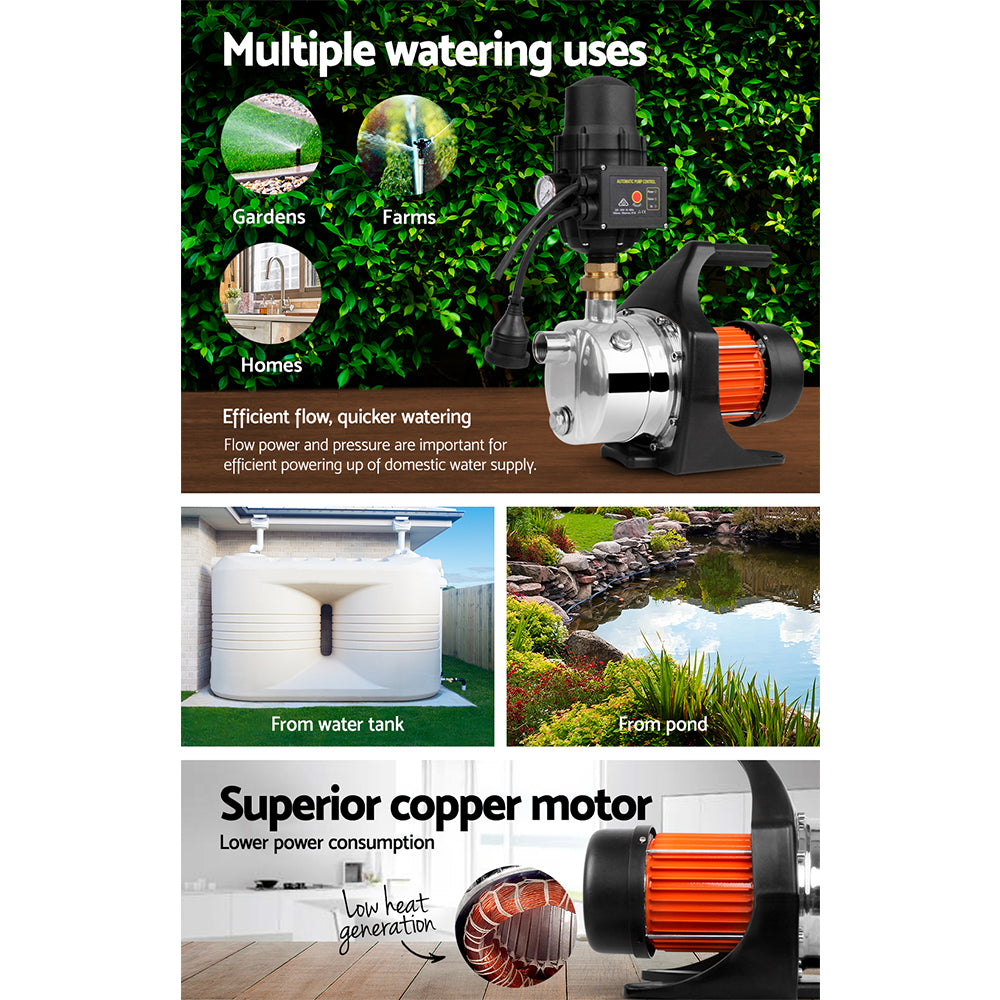 Giantz Garden Water Pump 1500W Max. High Pressure Tank Rain Farm Irrigation