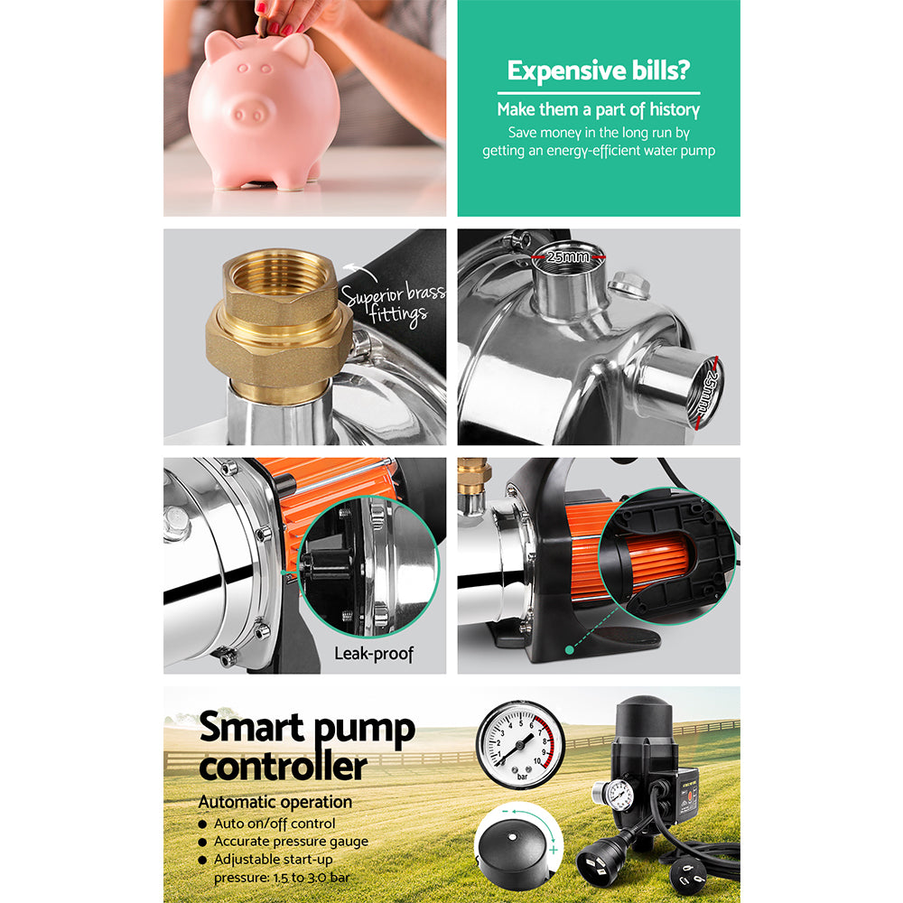 Giantz Garden Water Pump 1500W Max. High Pressure Tank Rain Farm Irrigation