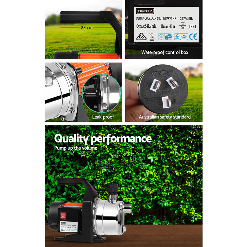 Giantz Garden Water Pump High Pressure 800W Max Tank Rain Farm Irrigation House