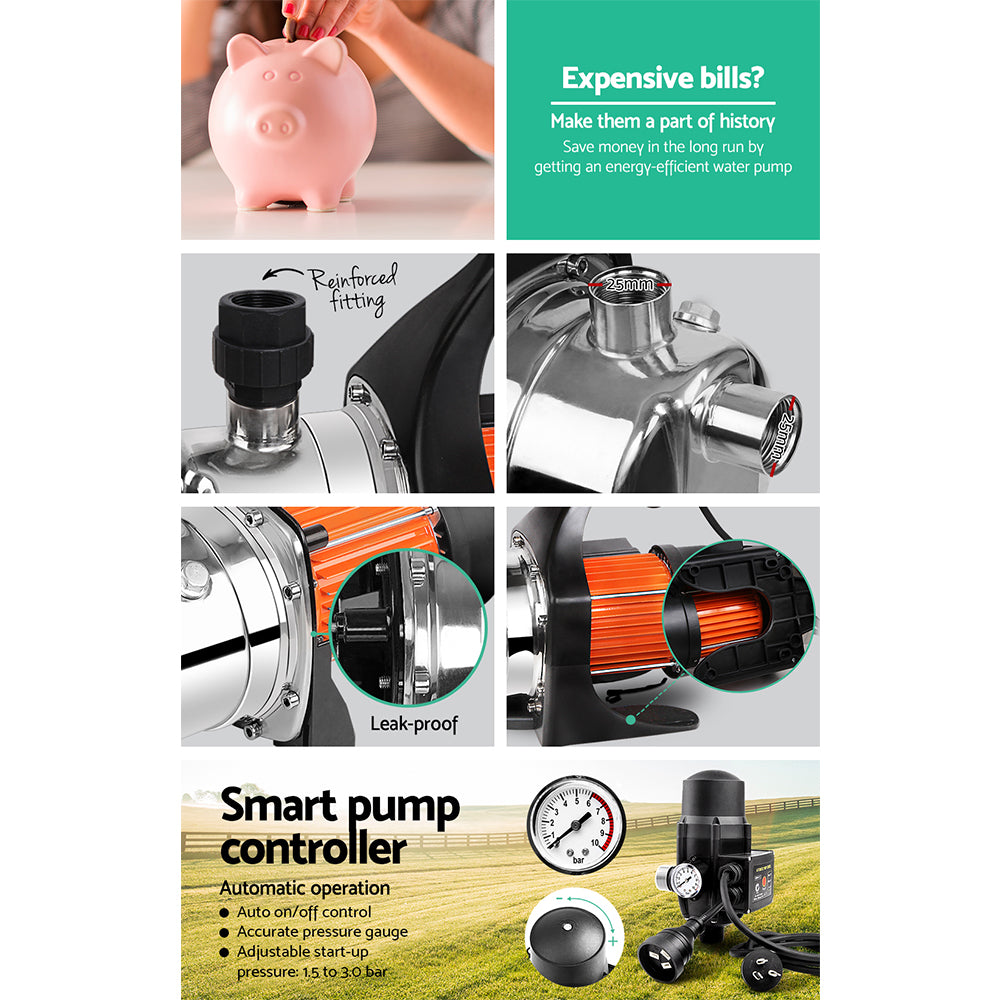 Giantz Garden Water Pump High Pressure 800W Max. Tank Rain Farm Irrigation House