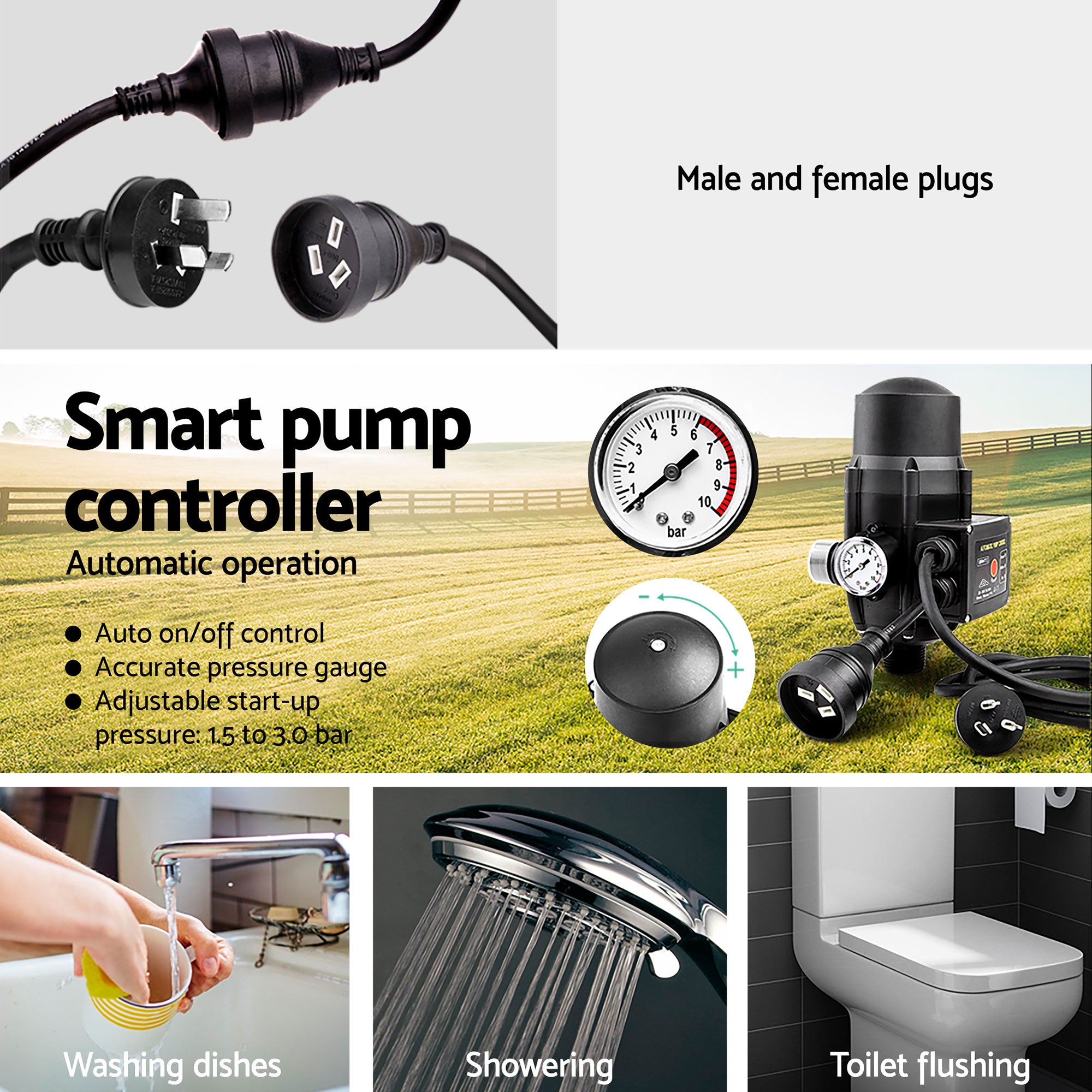 Giantz Auto Peripheral Pump Clean Water Garden Boiler Car Wash Irrigation QB80